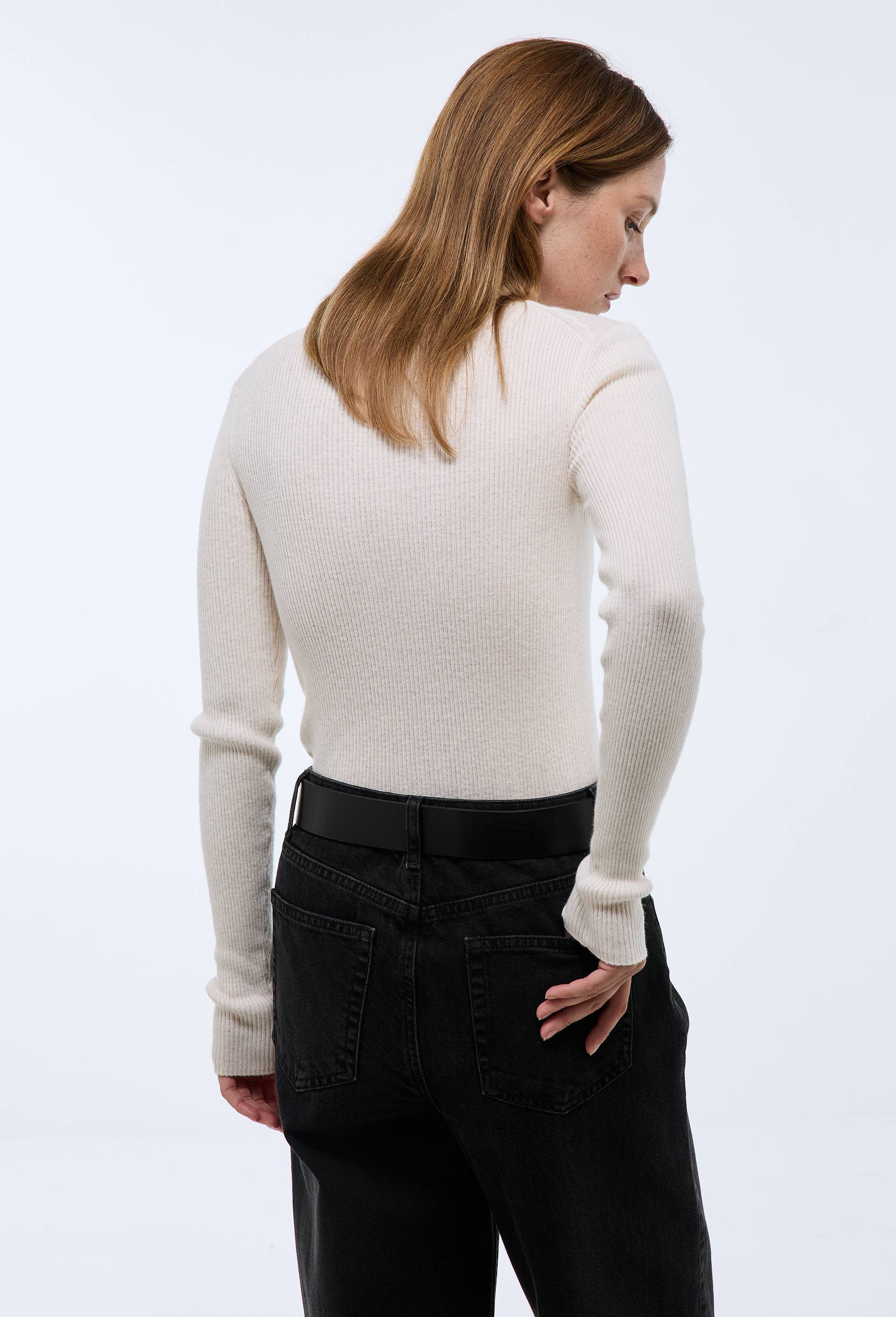 Pull col polo contenant du coton et cachemire, Beige clair, large image number 1