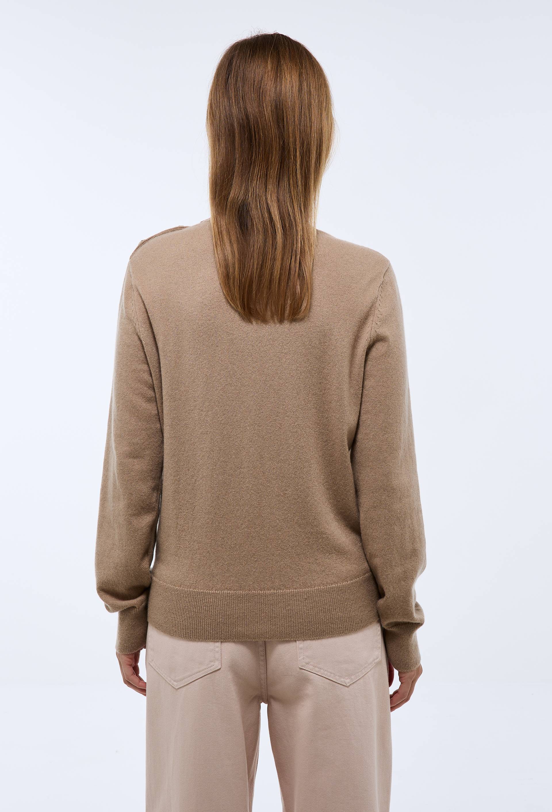 Pull col boutonn&eacute; contenant de la laine et du cachemire, Beige, large image number 2.0