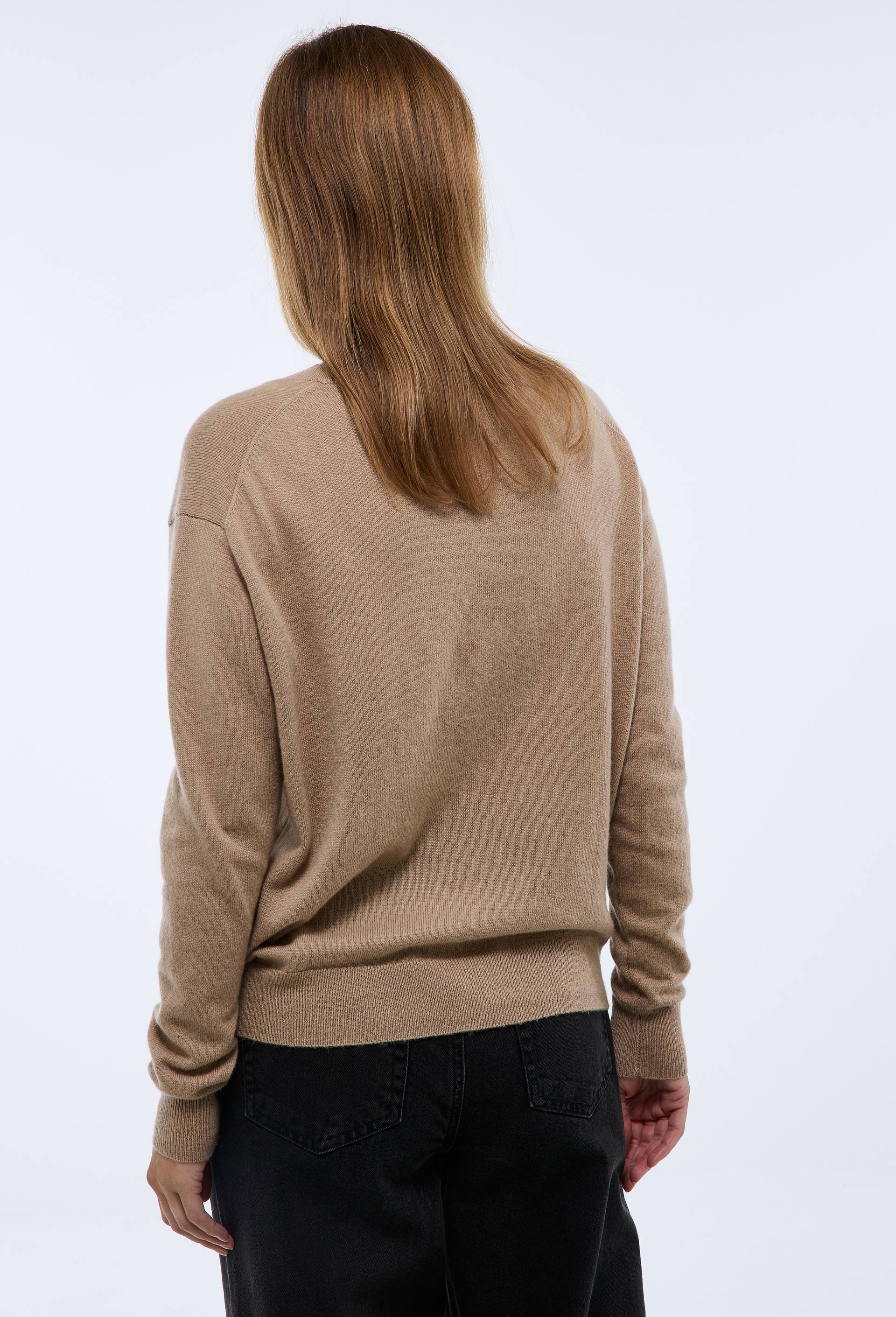 Cardigan col V contenant de la laine et du cachemire, Beige, large image number 1