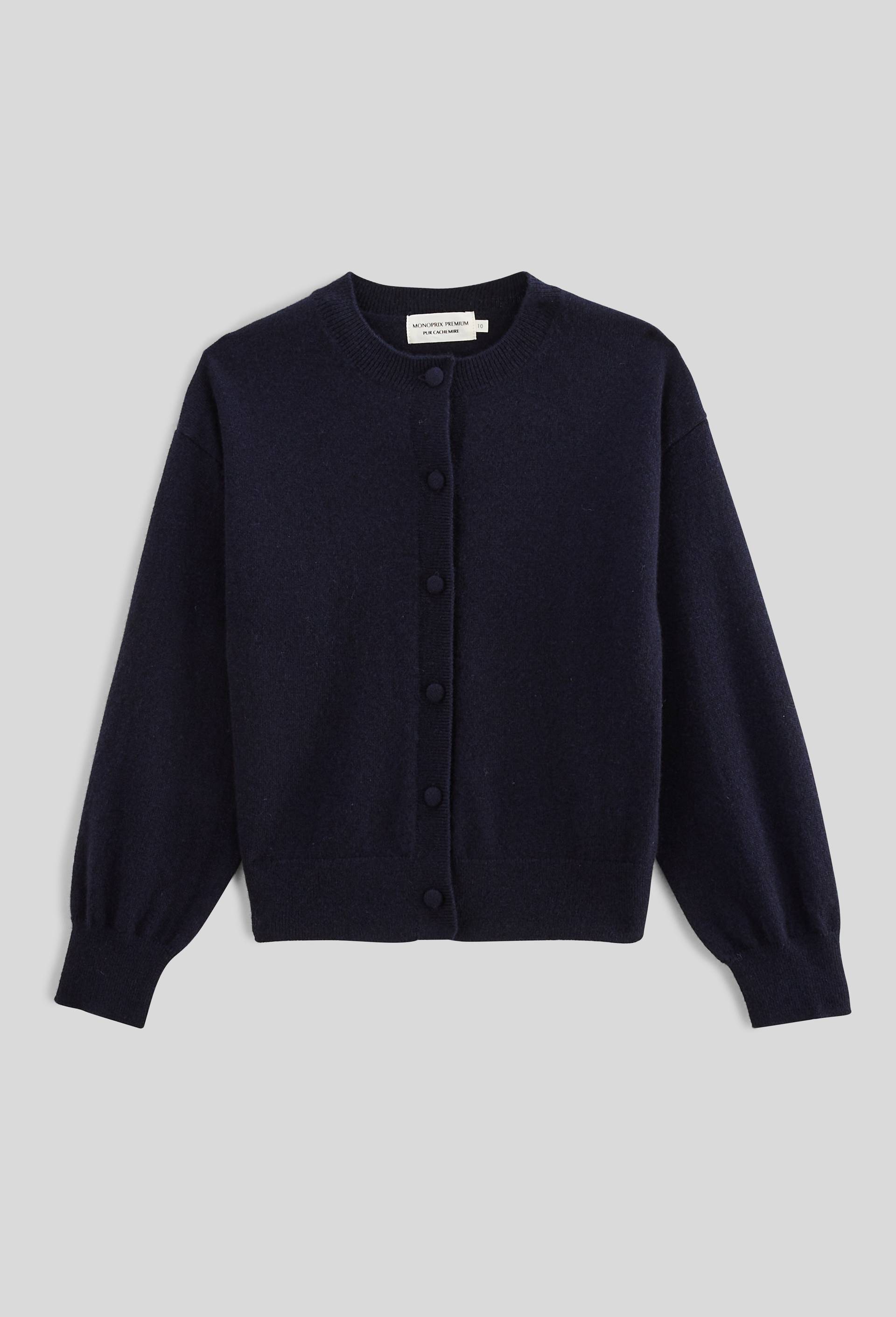 Cardigan uni 100% cachemire, Bleu fonc&eacute;, large image number 1.0