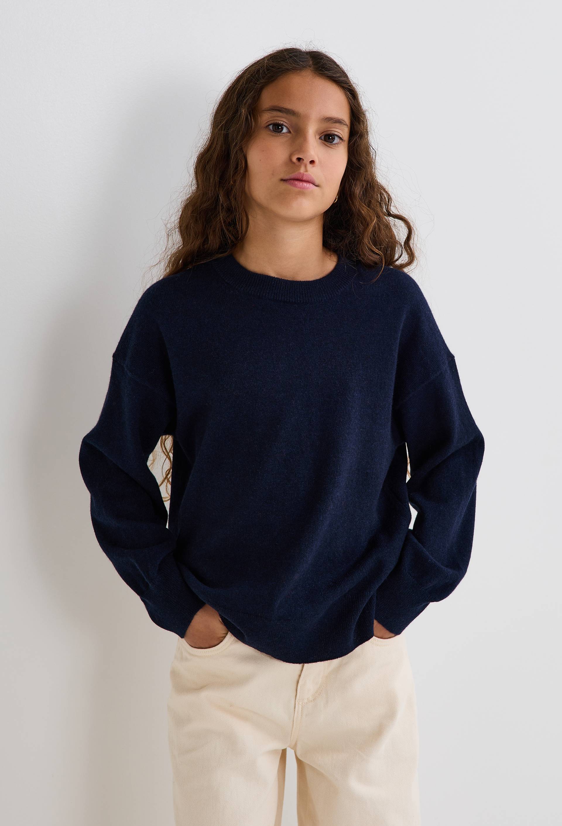 Pull uni 100% cachemire, Bleu fonc&eacute;, swatch image