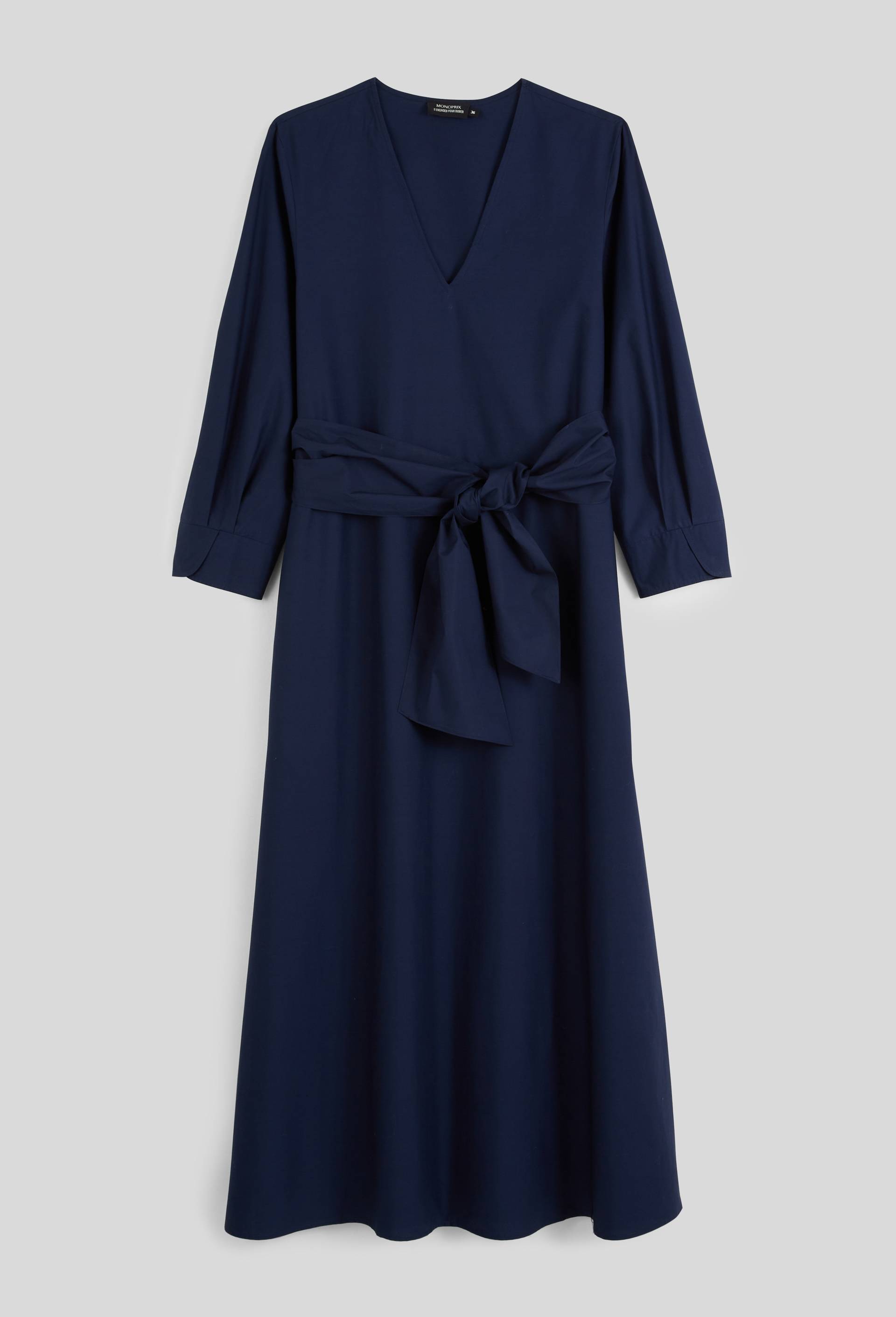 Robe midi col V unie, Bleu fonc&eacute;, large image number 2