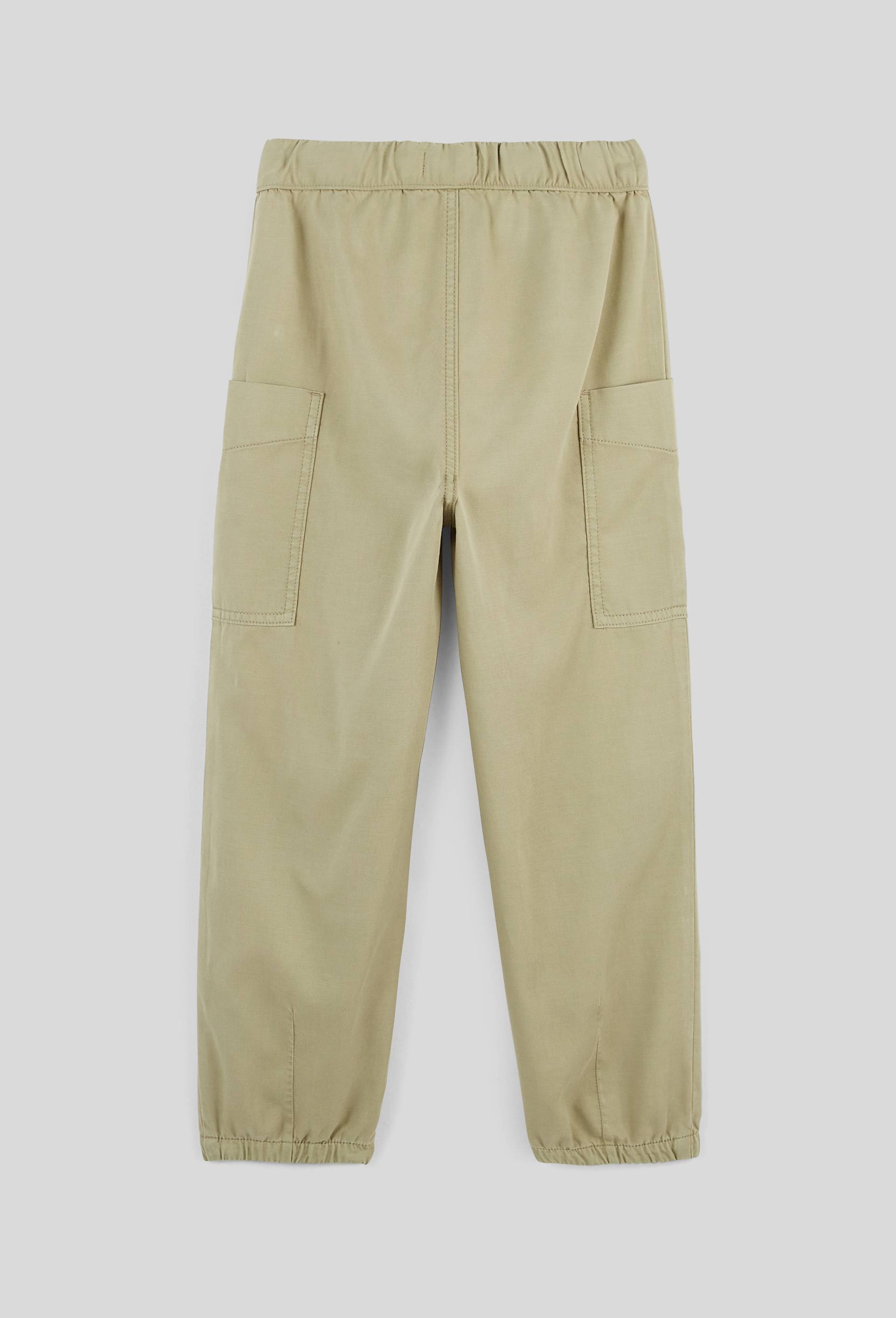 Pantalon cargo &agrave; taille &eacute;lastiqu&eacute;e en coton, Vert, large image number 1