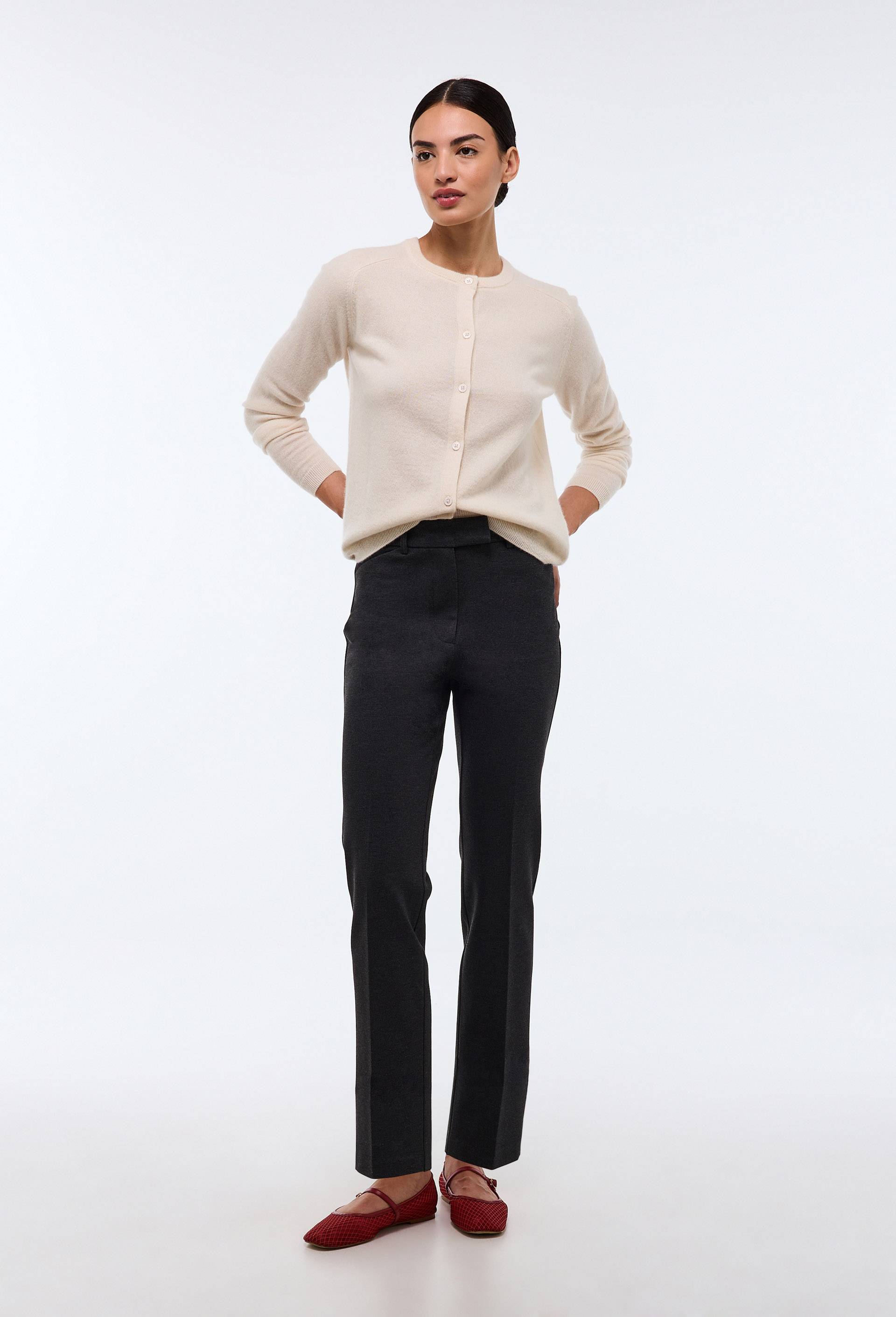 Pantalon slim en milano, Gris fonc&eacute;, large image number 0