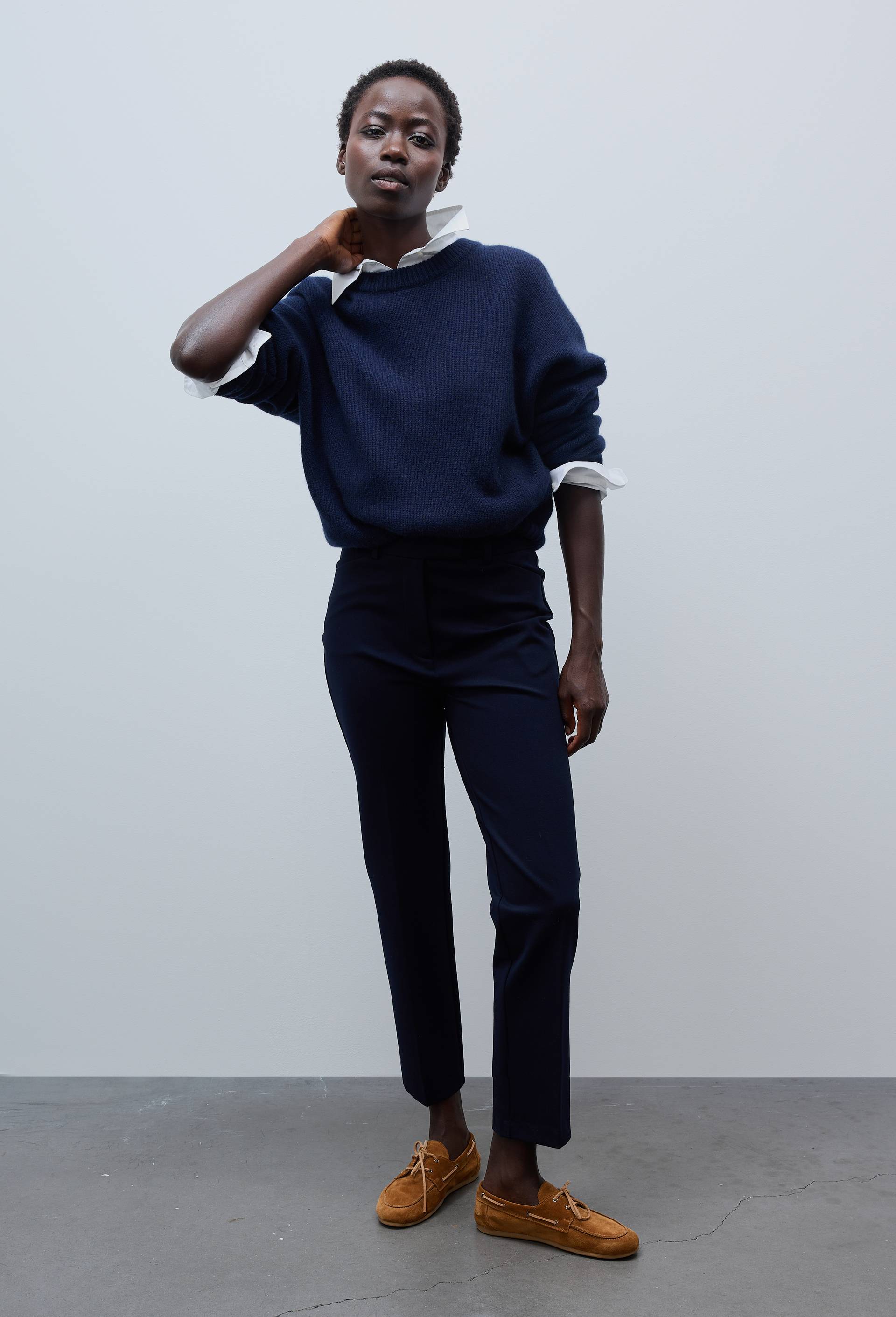 Pantalon slim en milano, Bleu fonc&eacute;, swatch image