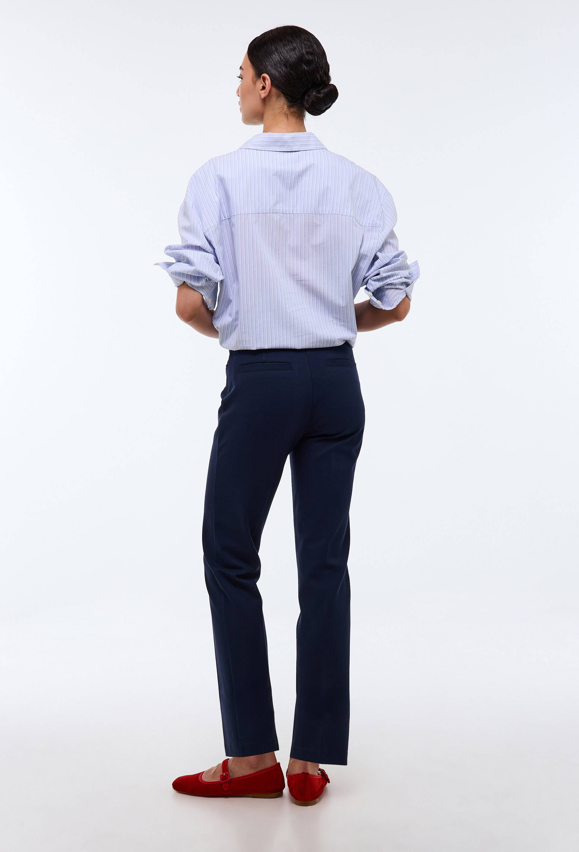 Pantalon slim en milano, Bleu fonc&eacute;, large image number 1.0
