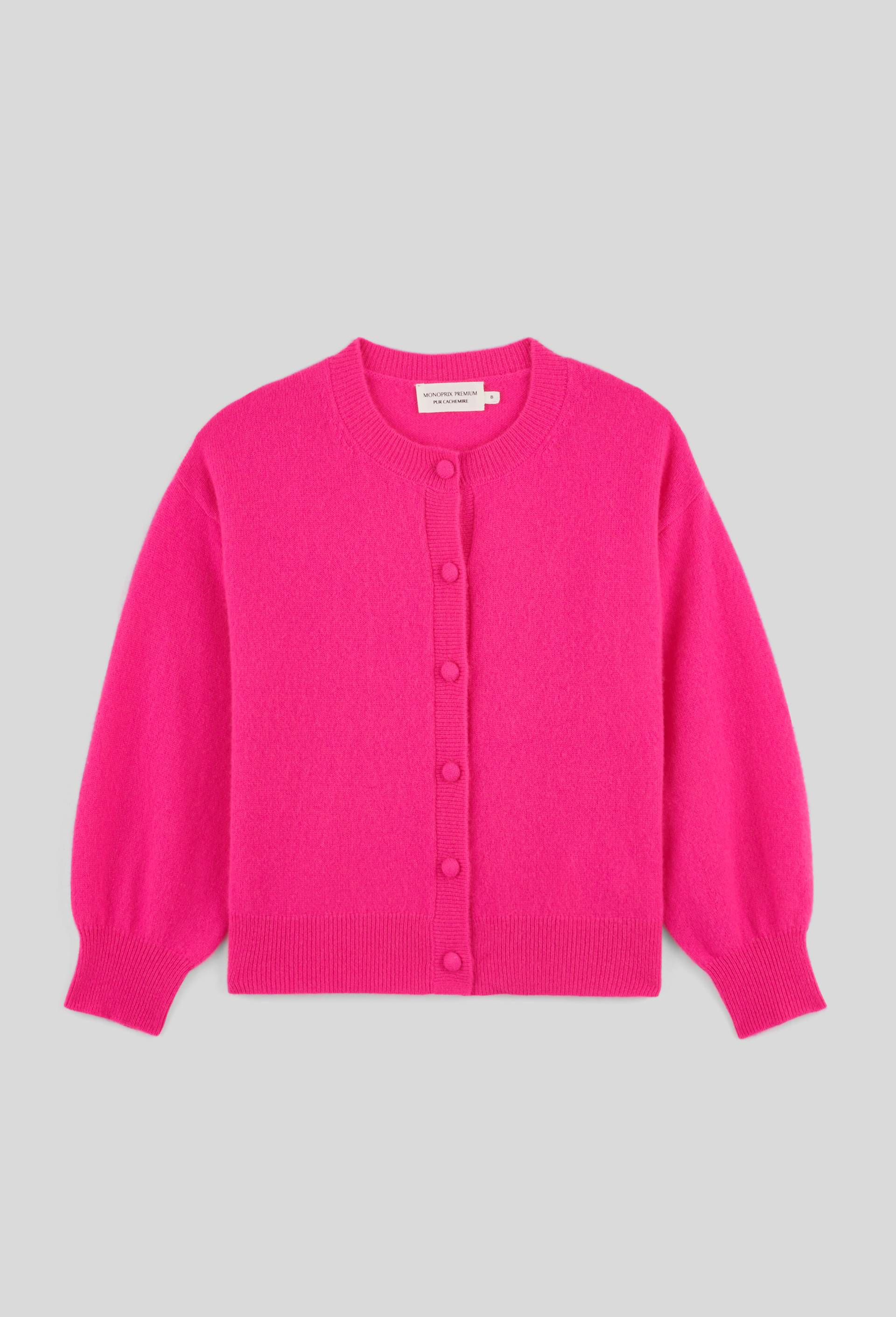 Cardigan uni 100% cachemire, Rose, large image number 1.0