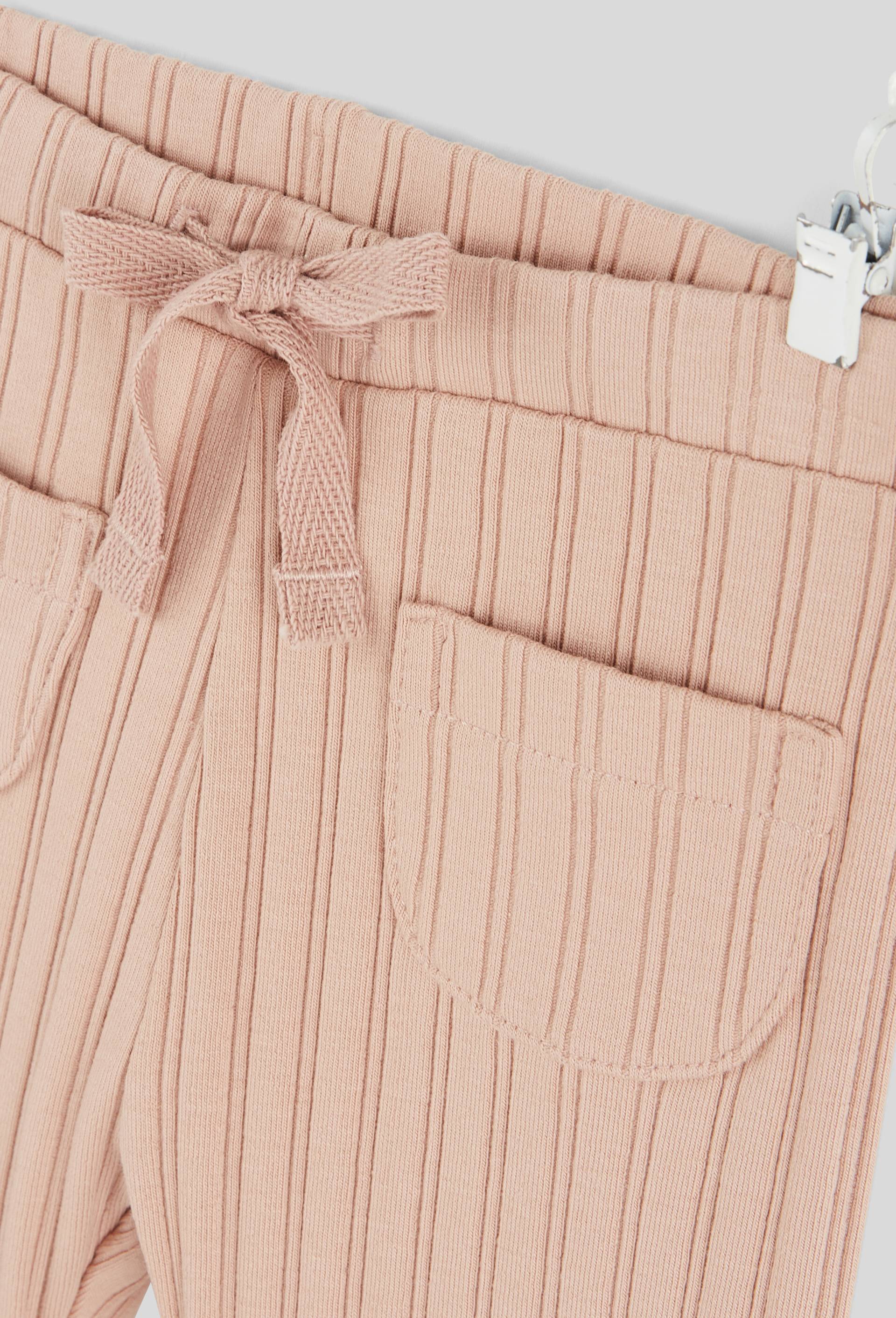 Pantalon uni large en bas de jambes en maille en coton BIO, certifi&eacute; OEKO-TEX, Rose, large image number 2.0