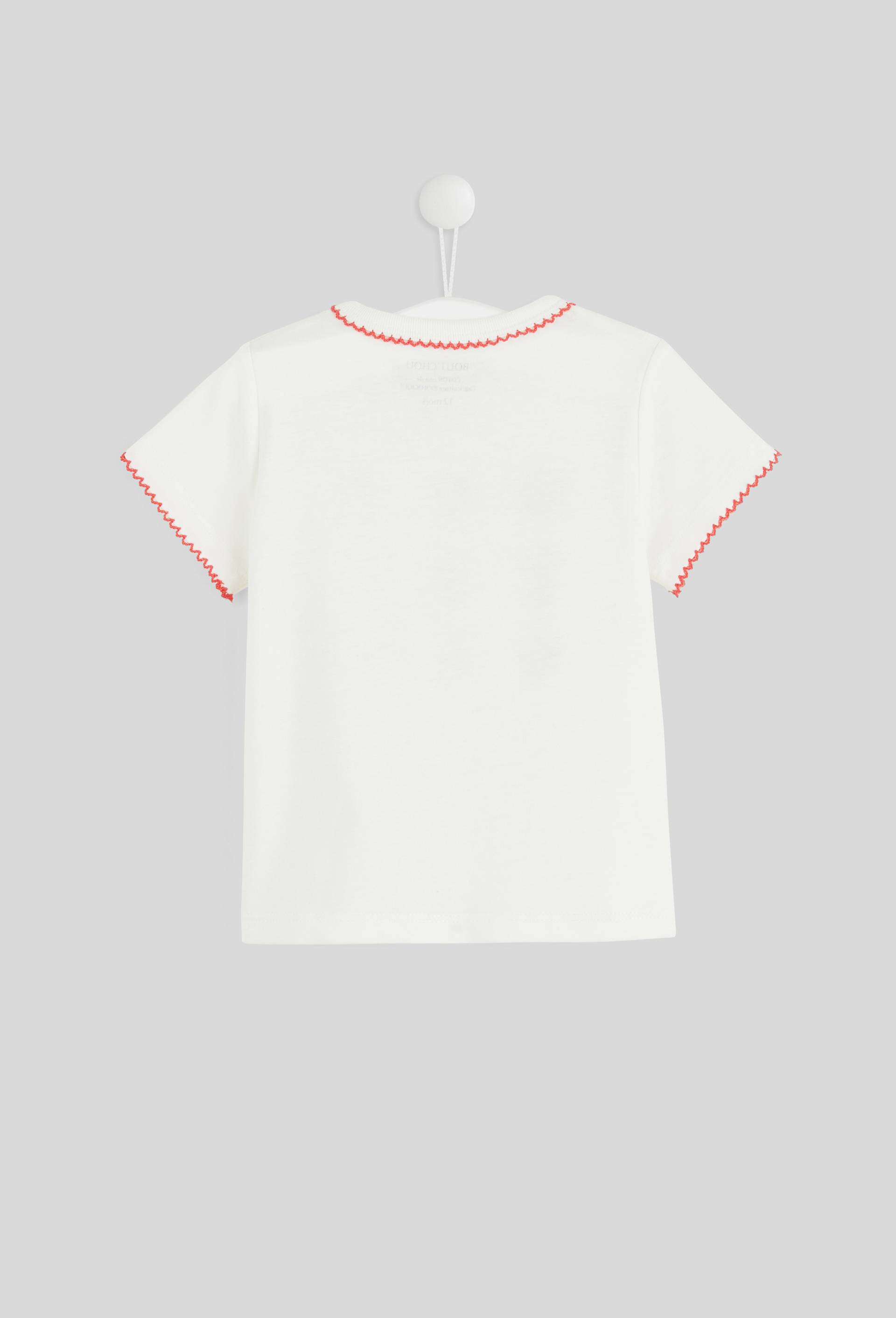 T-shirt manches courtes col rond brodé en coton BIO, certifié OEKO-TEX, Ecru, large image number 1.0