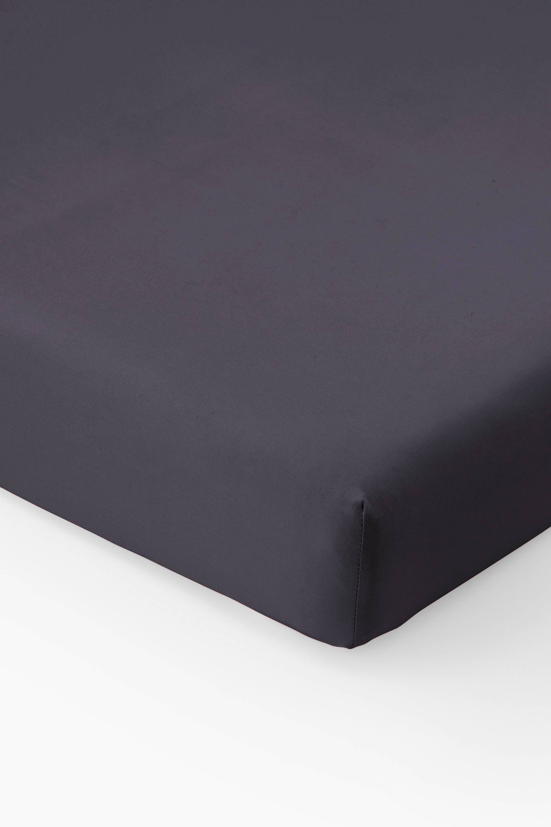 Drap housse, percale de coton, 100% coton bio GOTS, Bleu fonc&eacute;, large