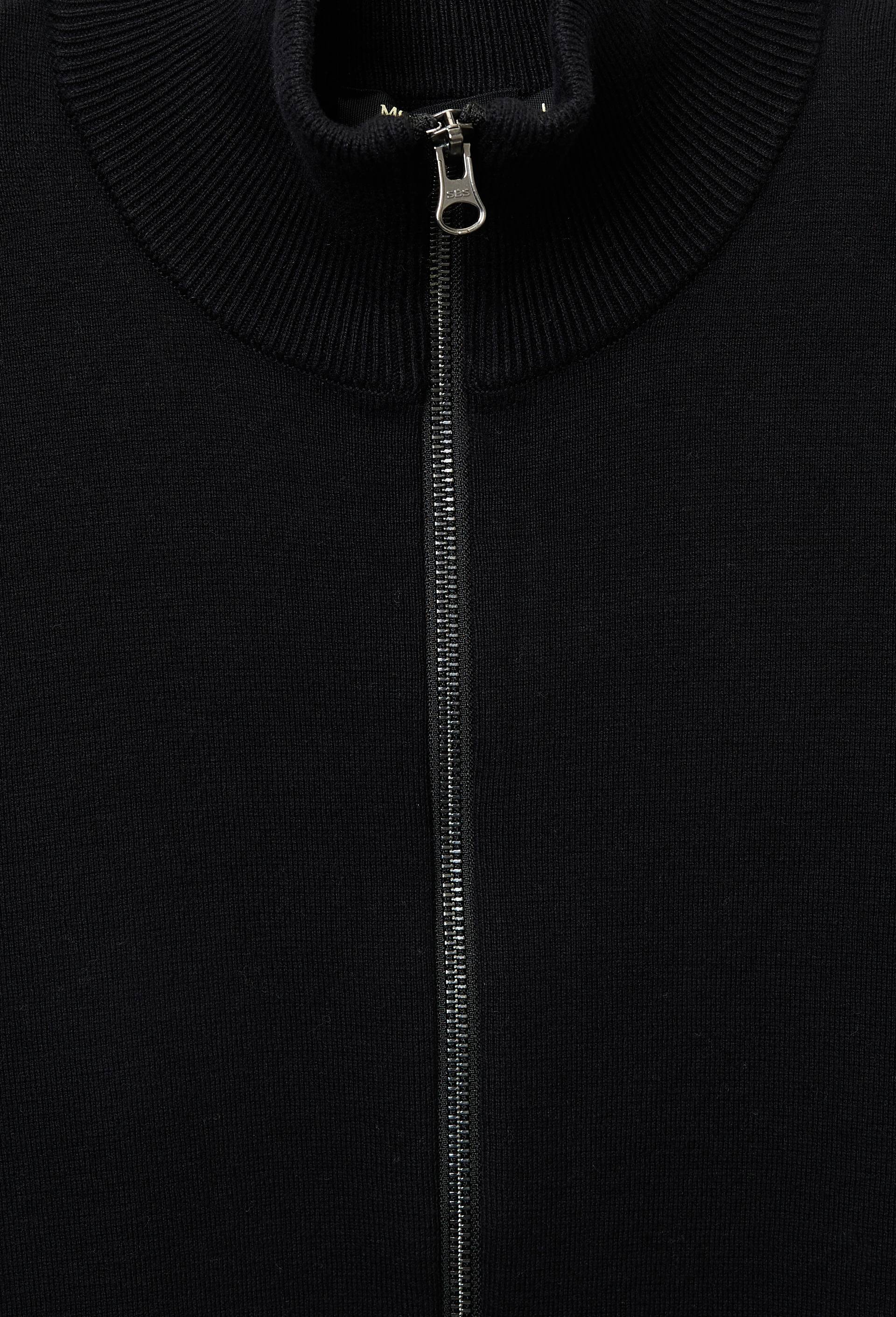 Gilet col montant zipp&eacute; en m&eacute;lange coton et cachemire, Noir, large image number 4