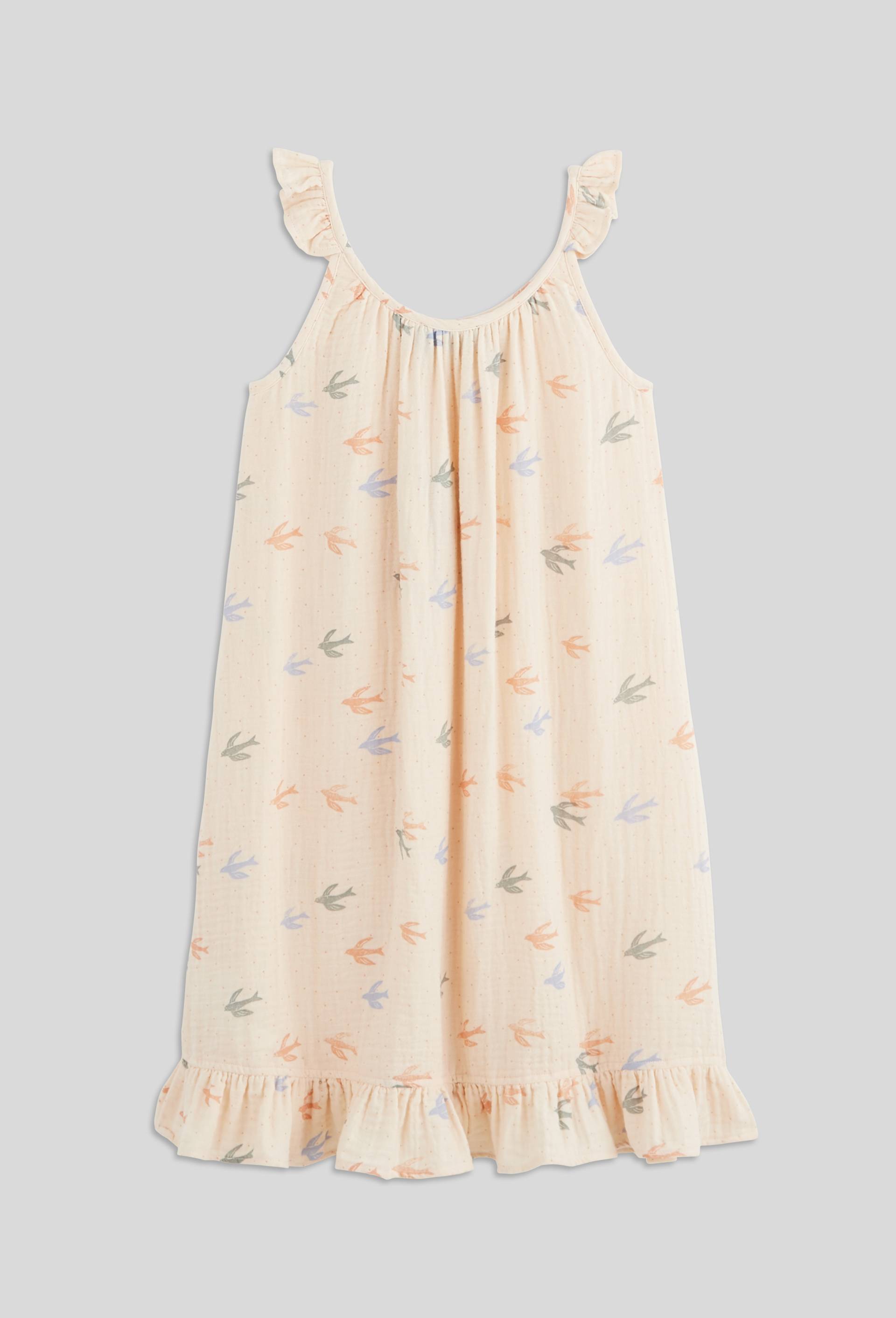 Robe de nuit &agrave; bretelles imprim&eacute;e en coton BIO GOTS, Beige clair, large image number 1
