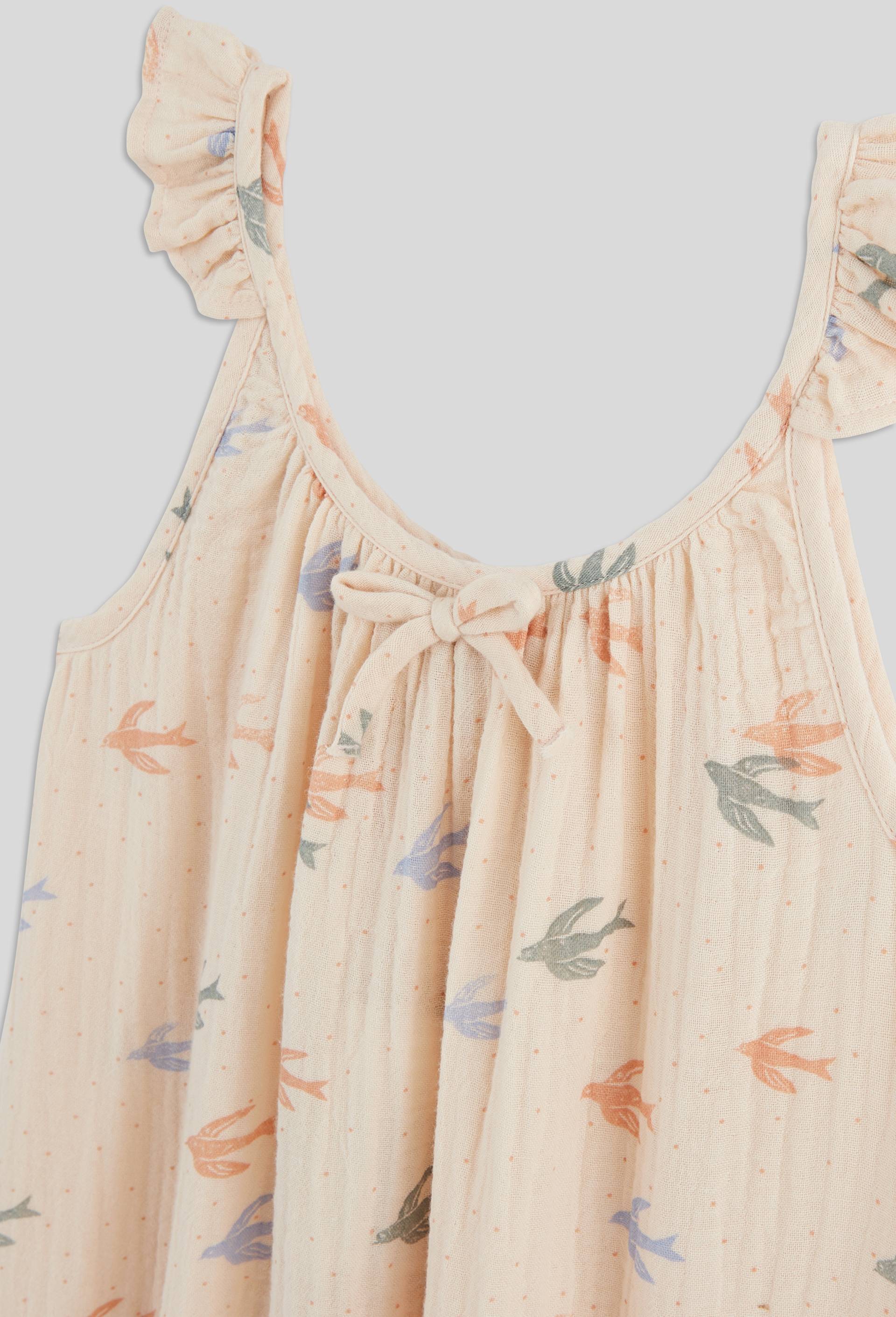 Robe de nuit &agrave; bretelles imprim&eacute;e en coton BIO GOTS, Beige clair, large image number 2