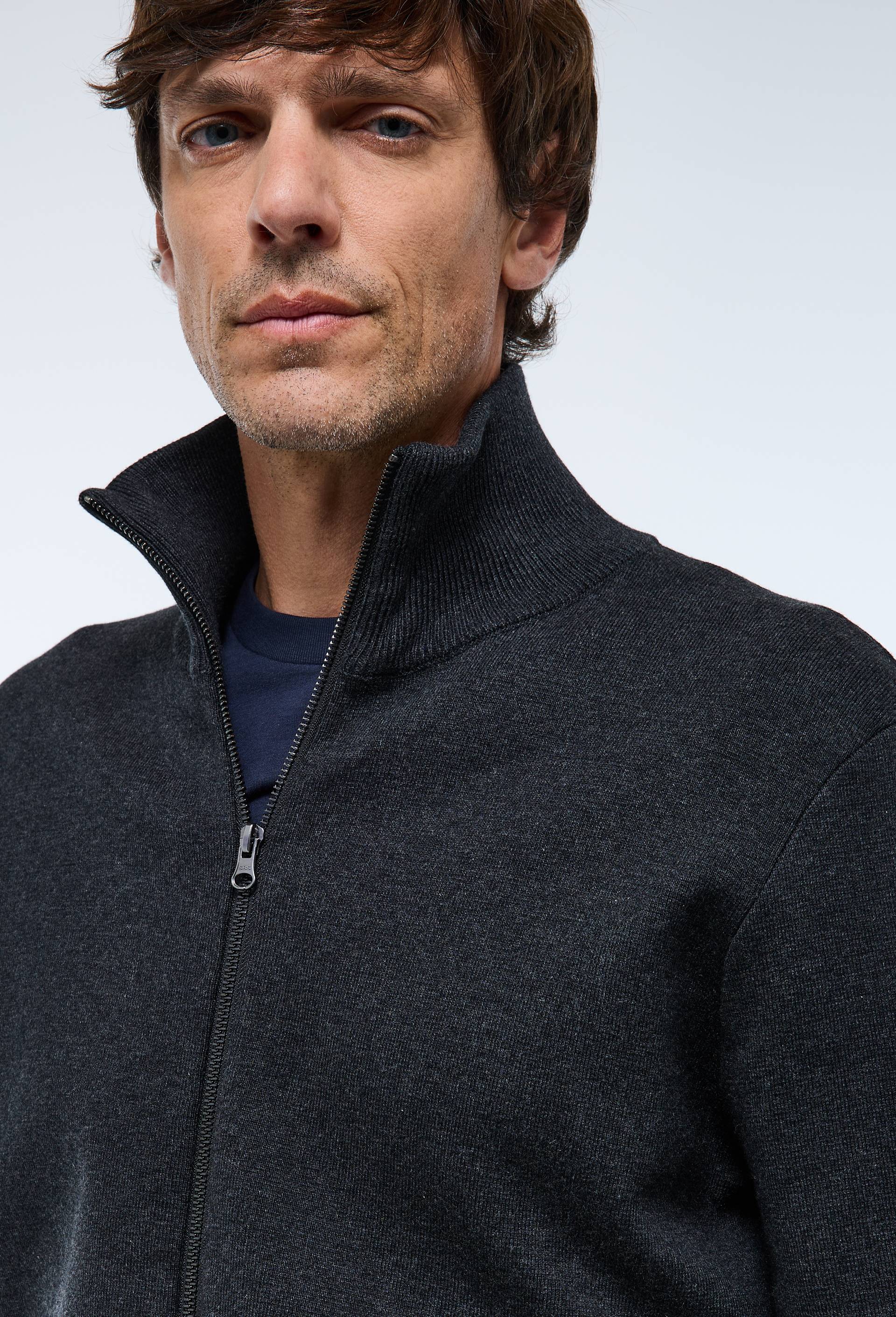 Gilet col montant zippé en mélange coton et cachemire - MONOPRIX - Modalova