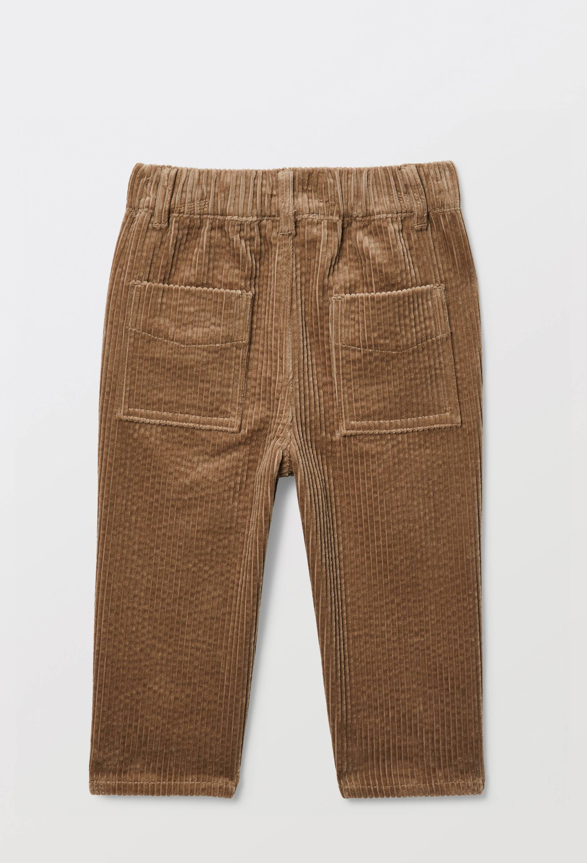 Pantalon taille &eacute;lastique uni en gros velours en coton BIO GOTS, Brun clair, large image number 2