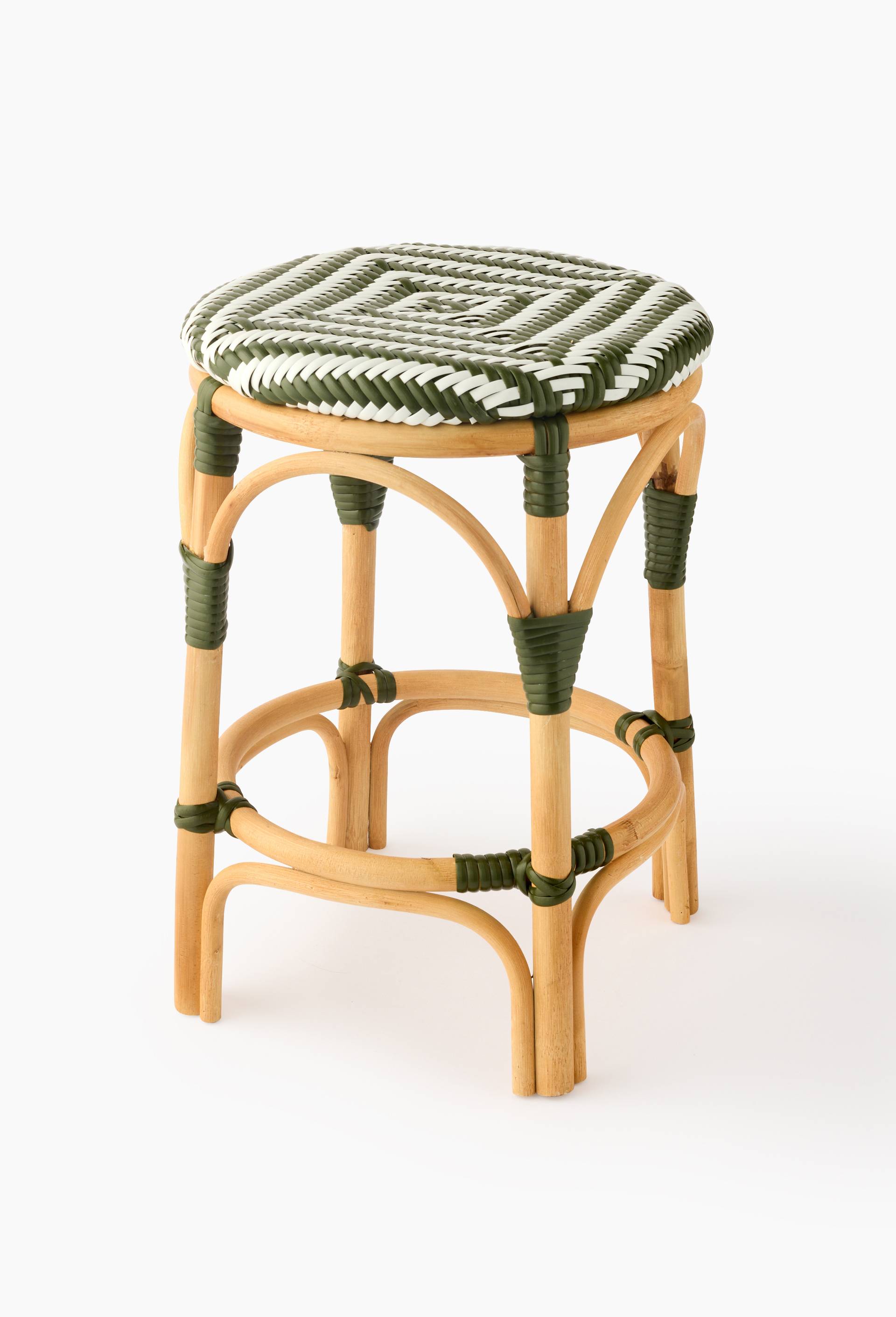 Tabouret bistrot, 42xH47cm, en rotin et plastique, Vert, large image number 0