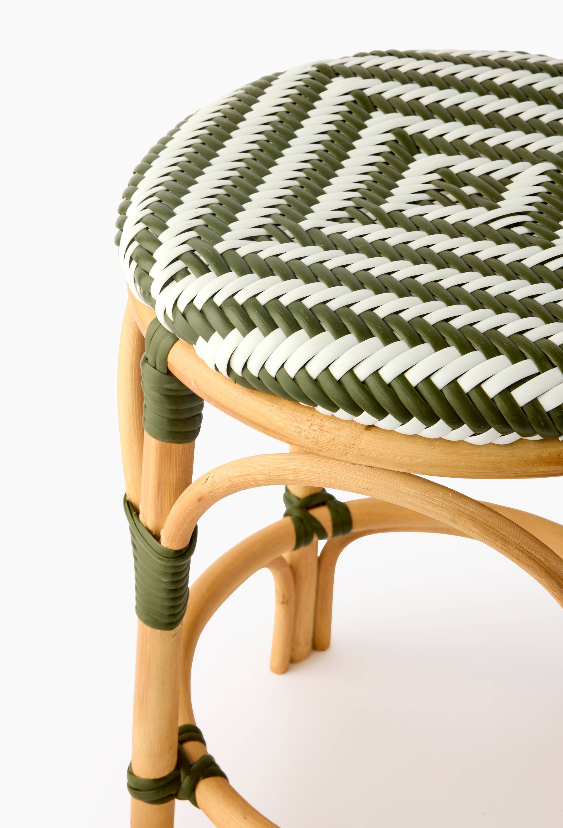 Tabouret bistrot, 42xH47cm, en rotin et plastique, Vert, large image number 1