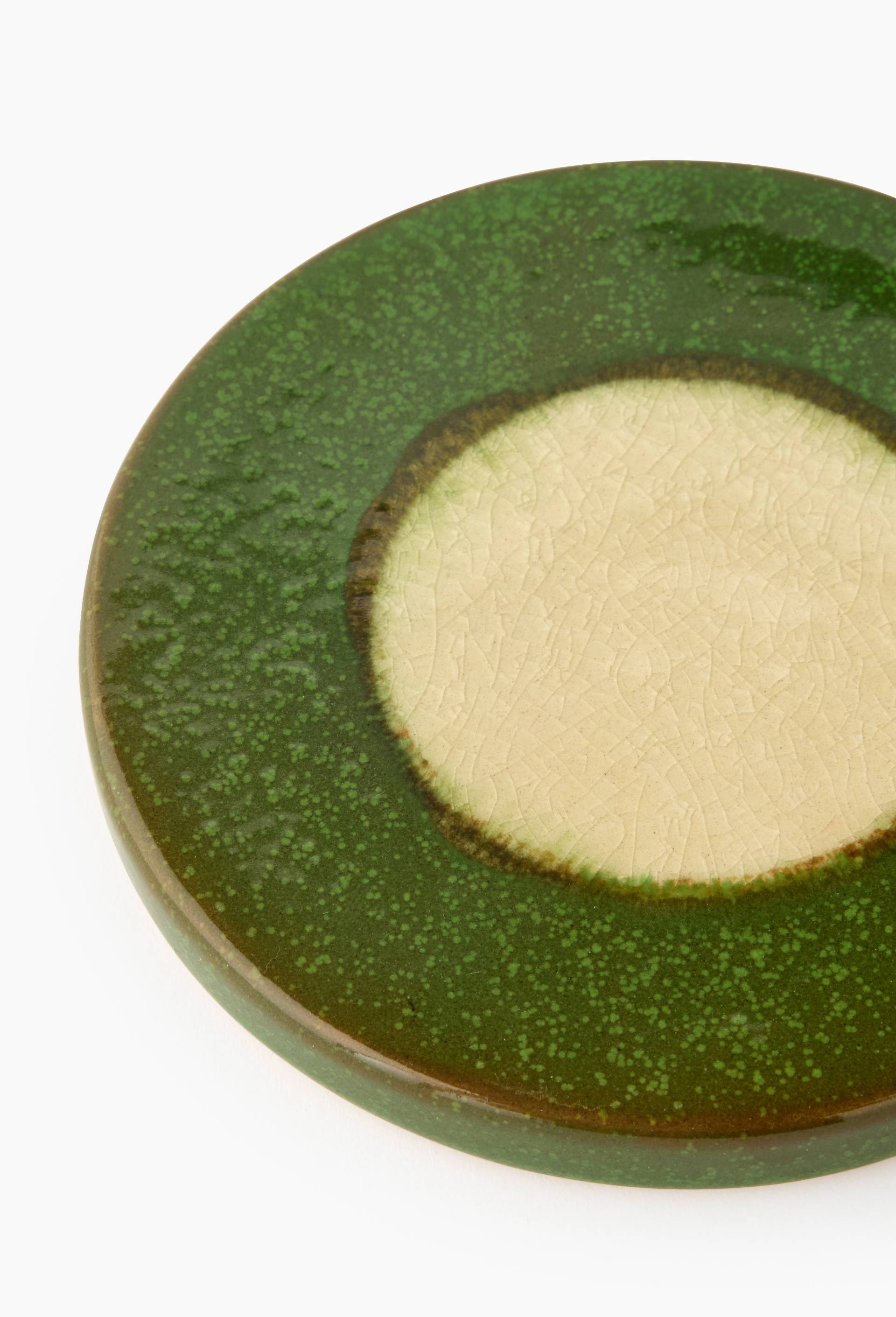 Dessous de bougie, D11cm, en c&eacute;ramique, Vert, large image number 1