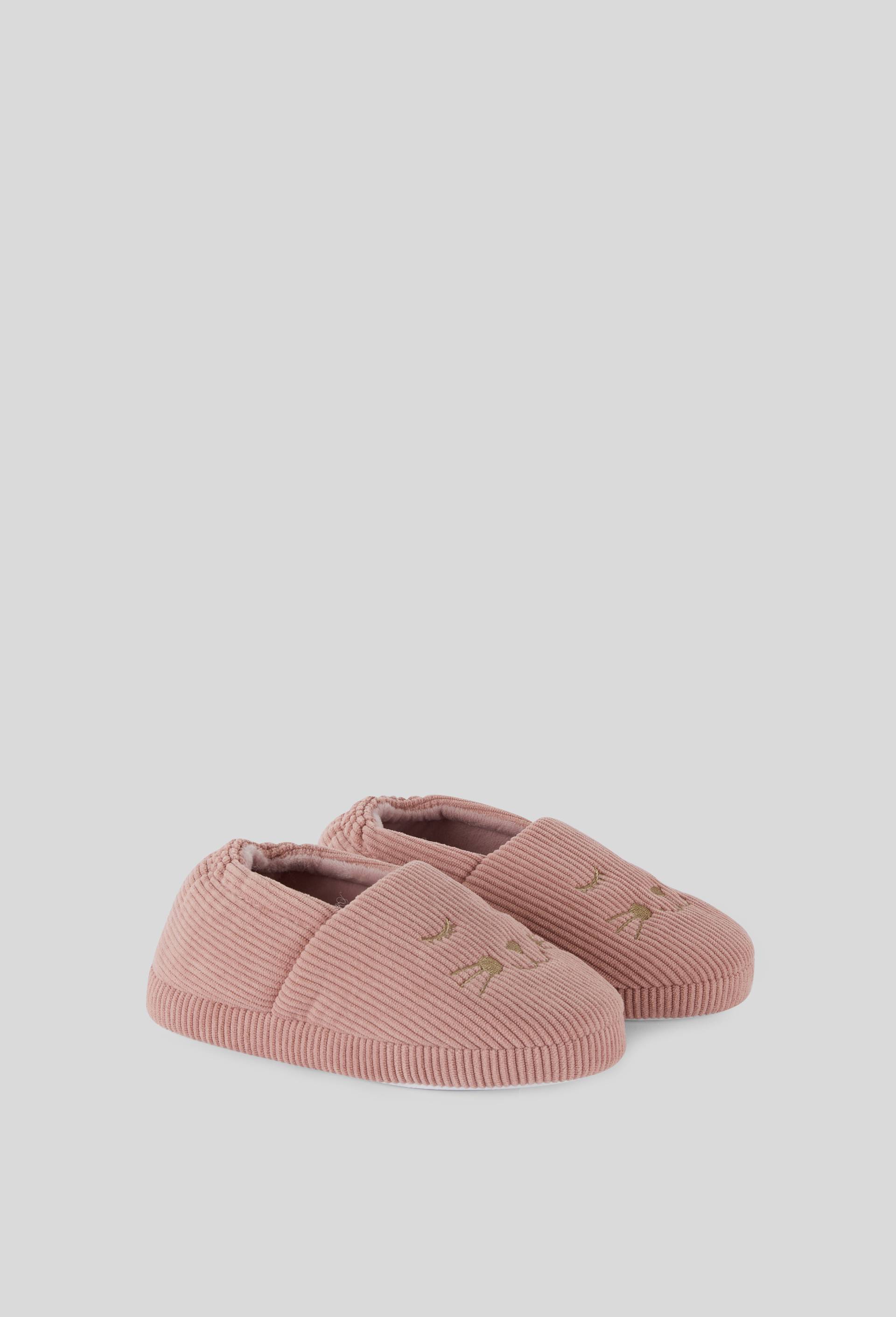 Chaussons fille velours c&ocirc;tel&eacute;, Rose, large image number 1