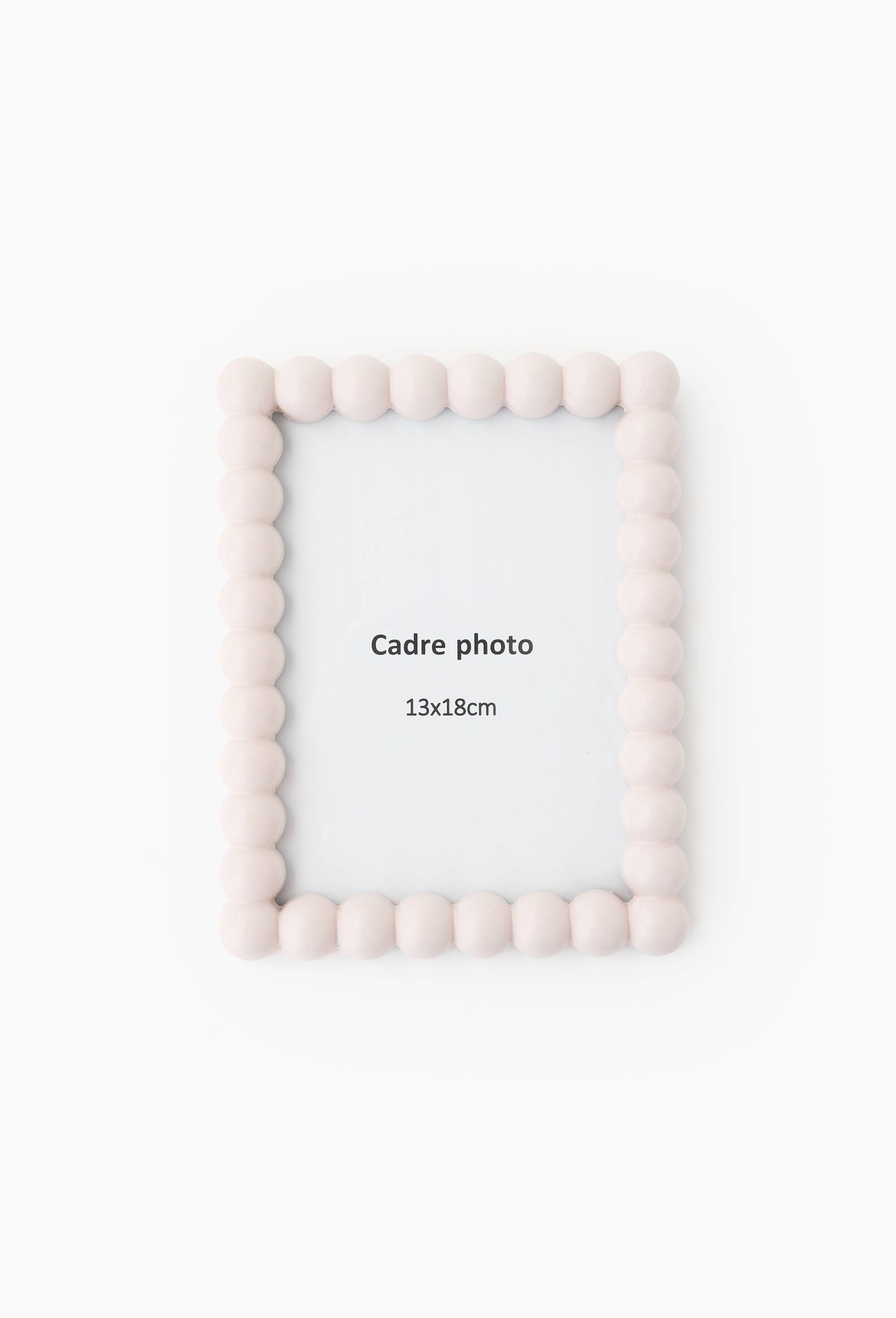 Cadre photo boules, photo 10x15cm, en bois ROSE MONOPRIX