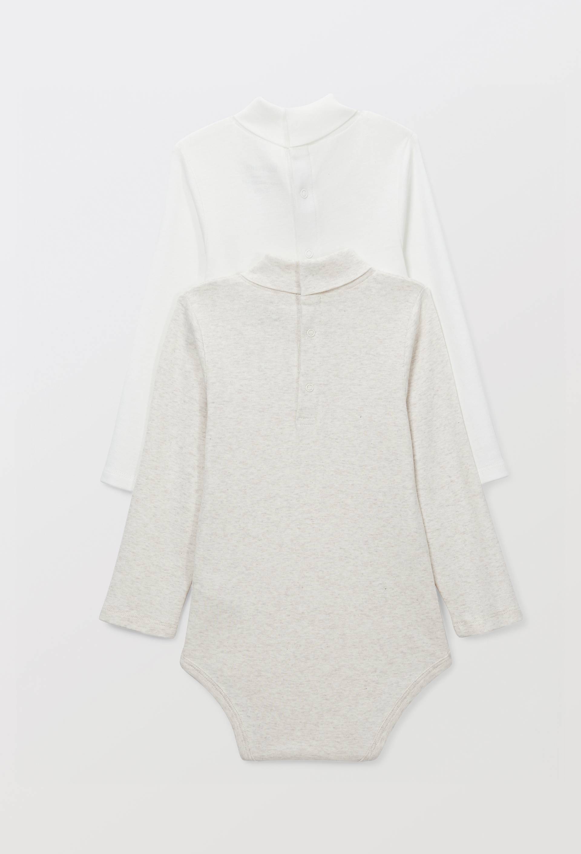 Lot de 2 bodies &agrave; col roul&eacute; uni en coton BIO GOTS, Beige, large image number 1.0