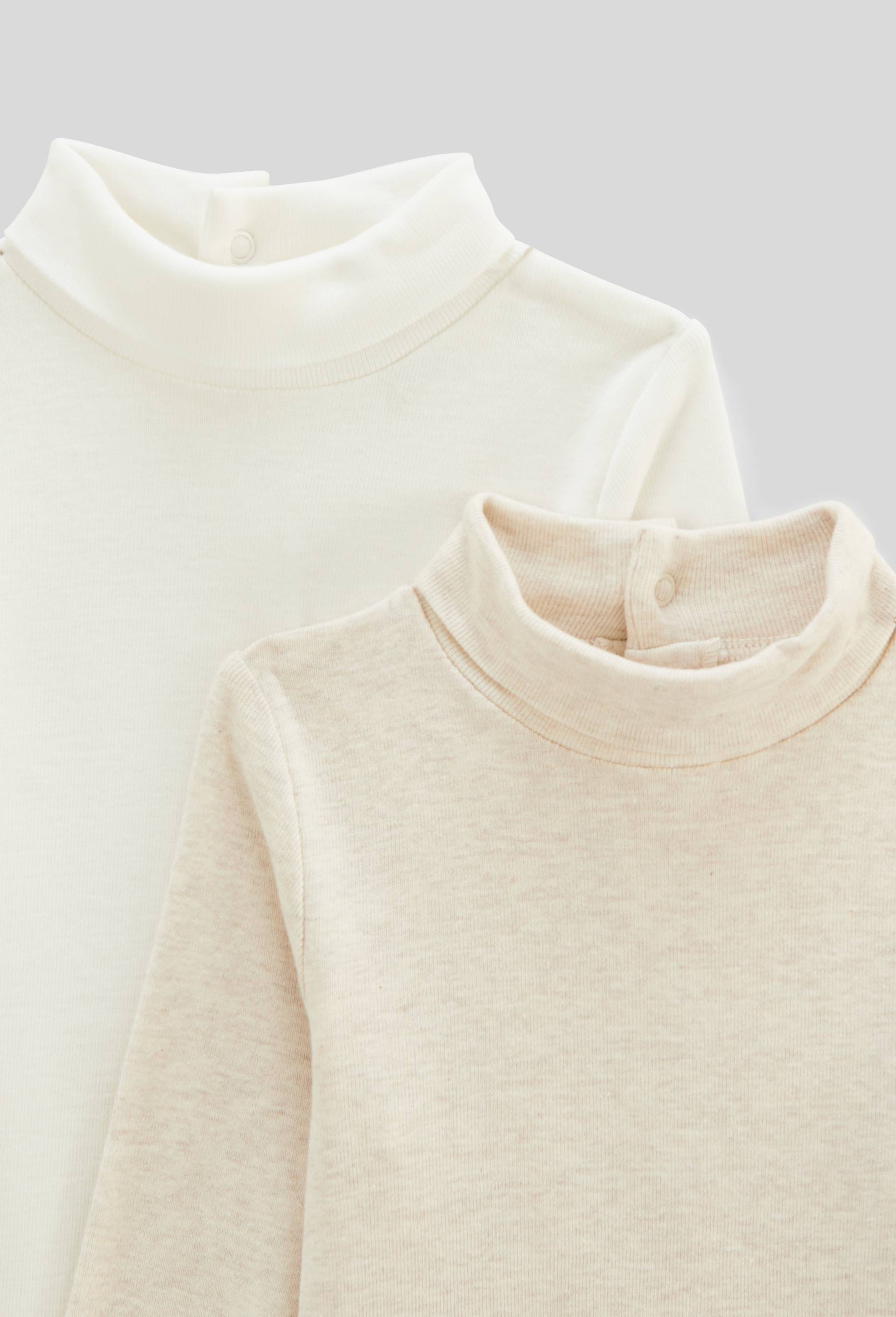 Lot de 2 bodies &agrave; col roul&eacute; uni en coton BIO GOTS, Beige, large image number 2