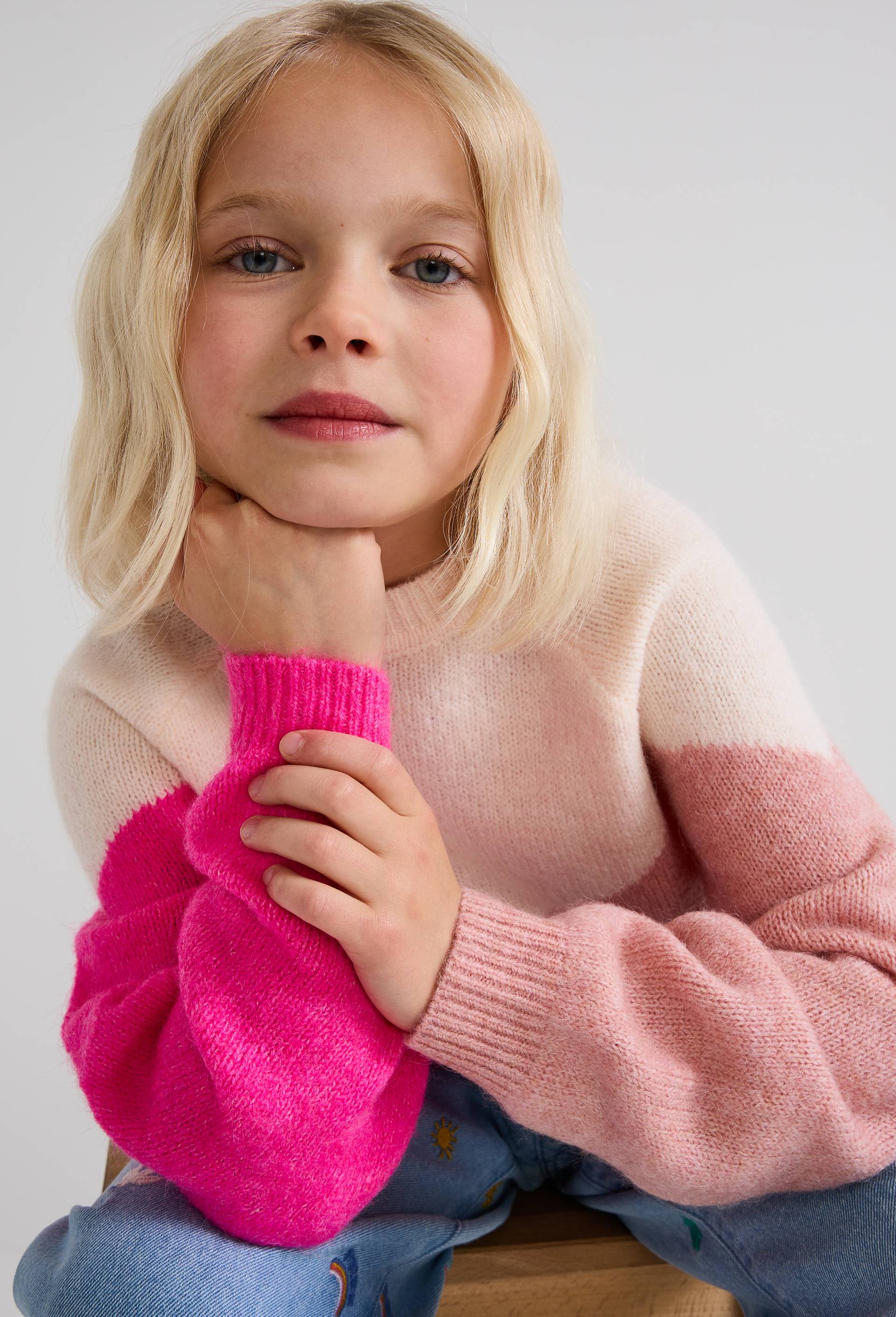 Pull colorblock contenant de la laine, Rose, large image number 0