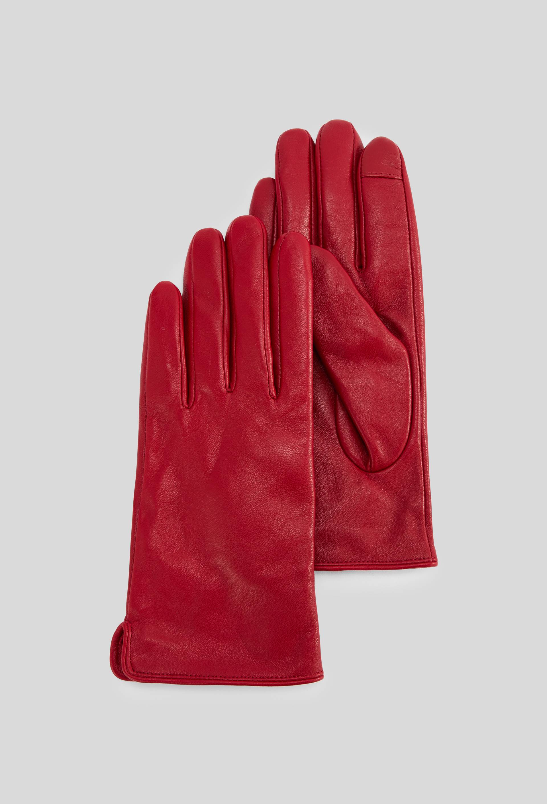 Gants tactiles en cuir, Rouge, large image number 0
