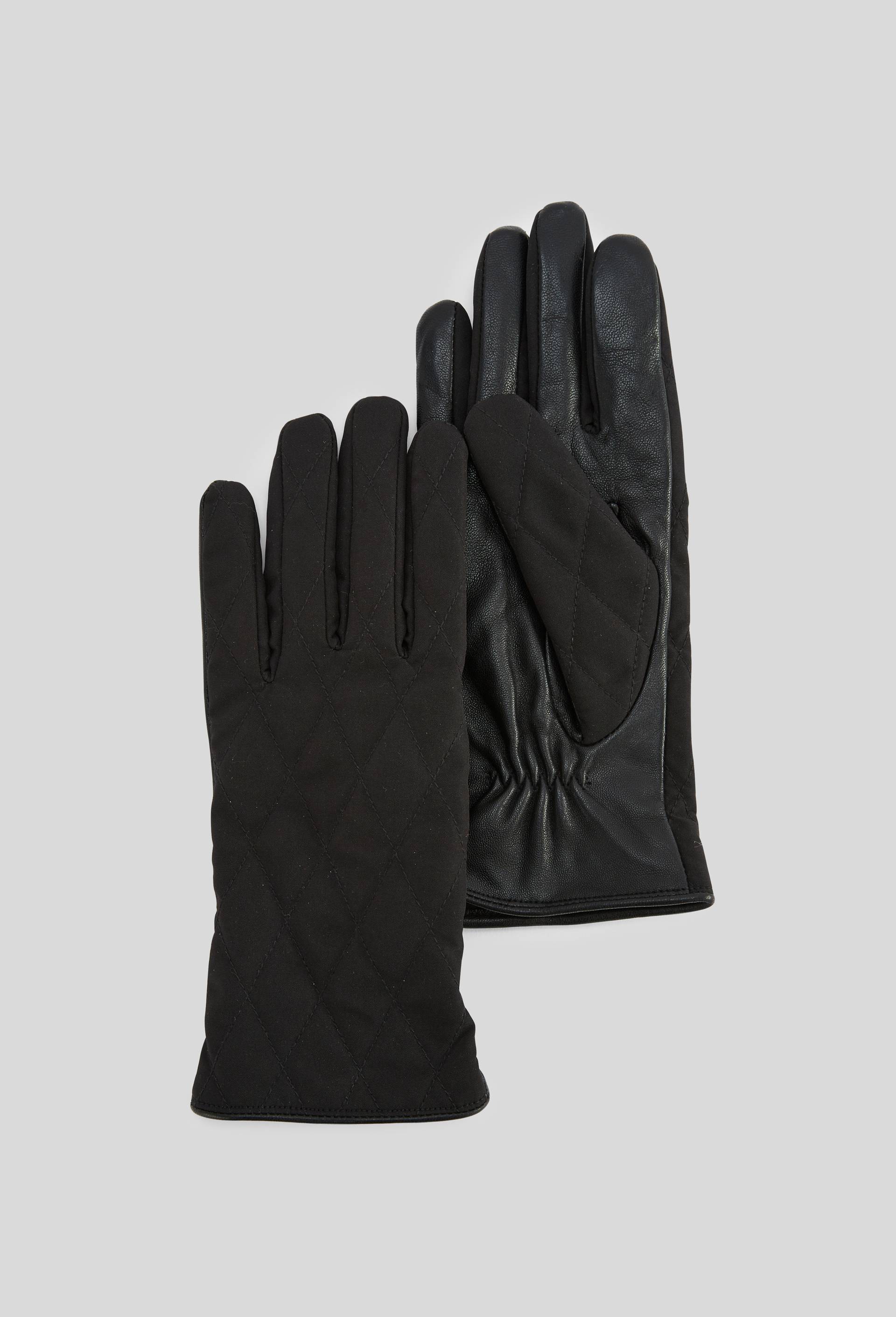 Gants bi-matière matelassés, Noir, large image number 0