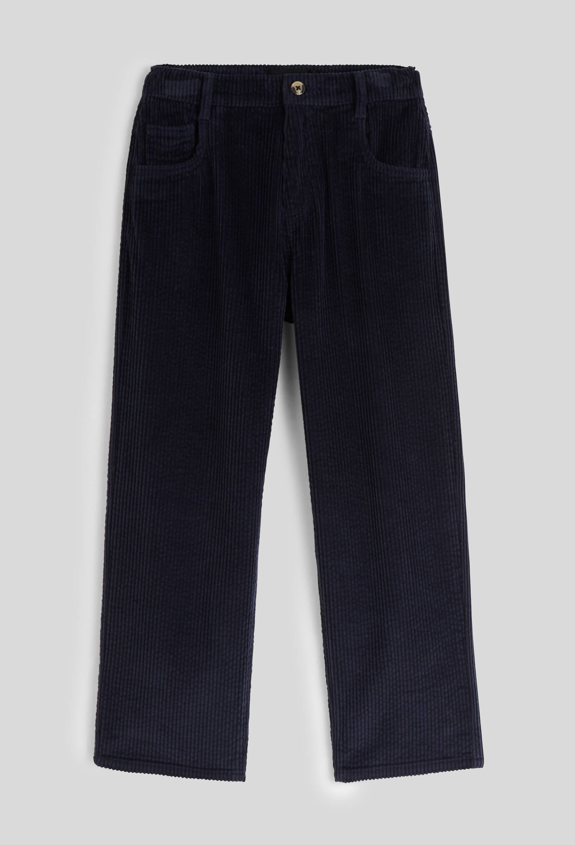 Pantalon uni en velours c&ocirc;tel&eacute;, Bleu fonc&eacute;, large image number 0.0