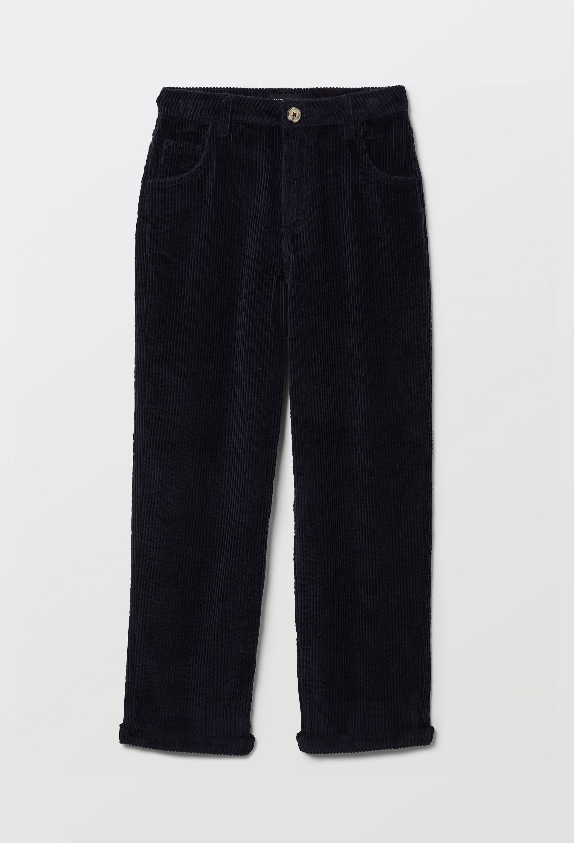 Pantalon uni en velours c&ocirc;tel&eacute;, Bleu fonc&eacute;, large image number 1