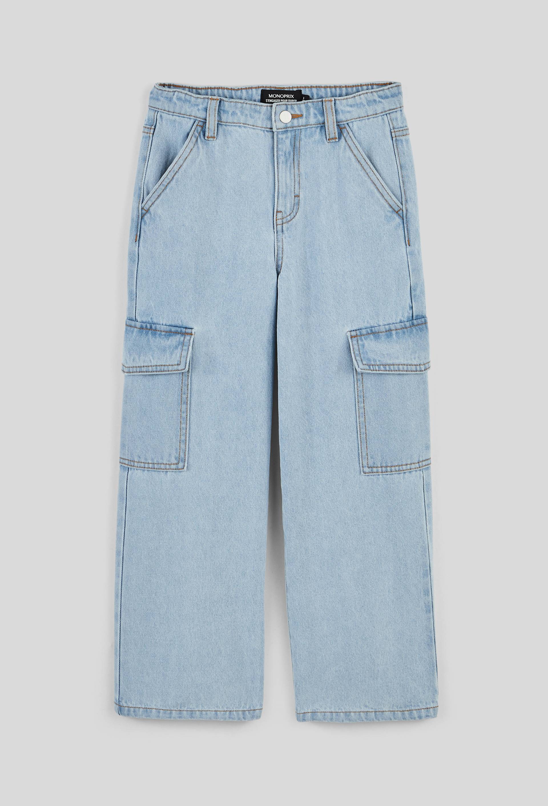Jean cargo en coton, Bleu clair, swatch image