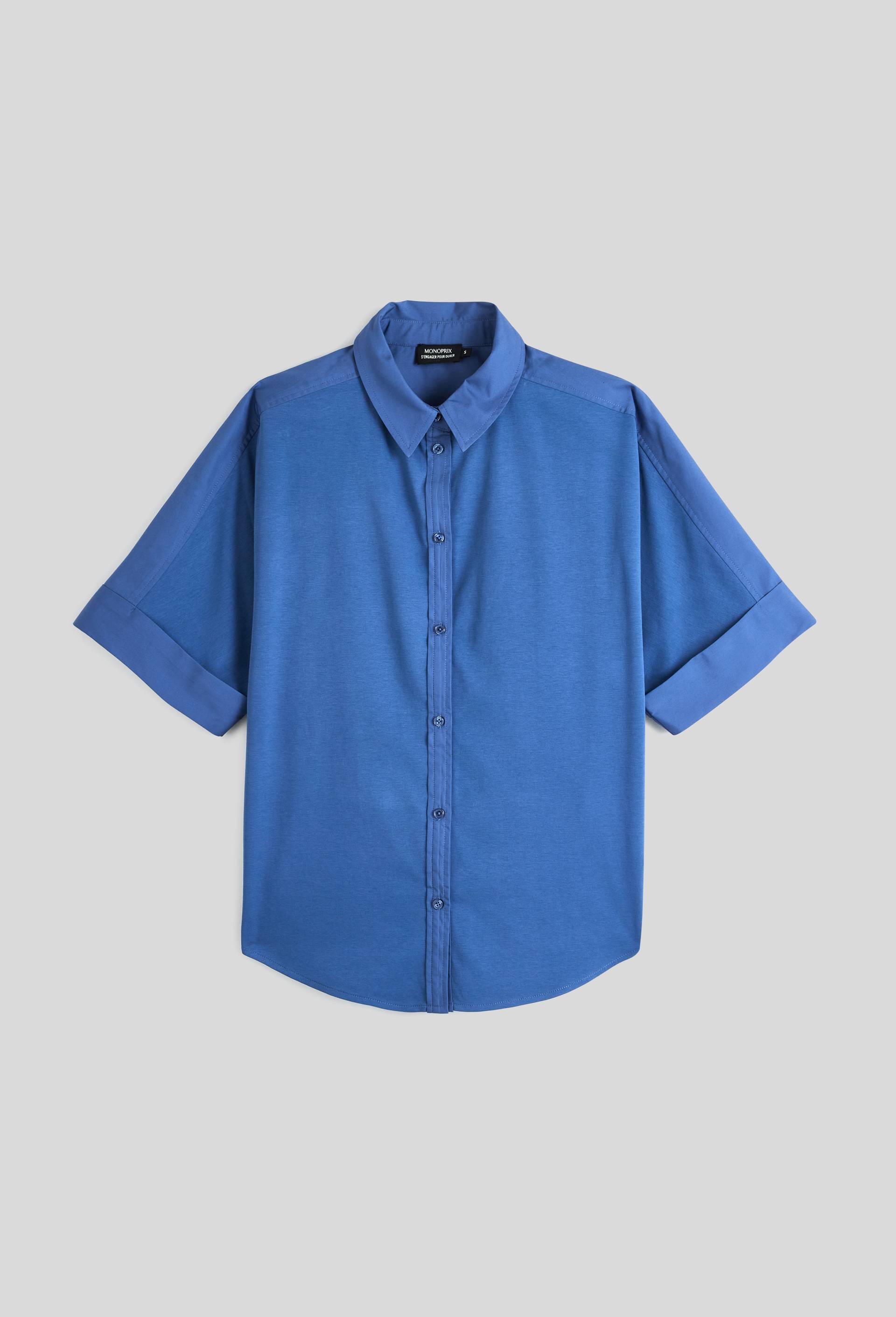 Chemise bi-mati&egrave;re en coton BIO, Bleu, large image number 2