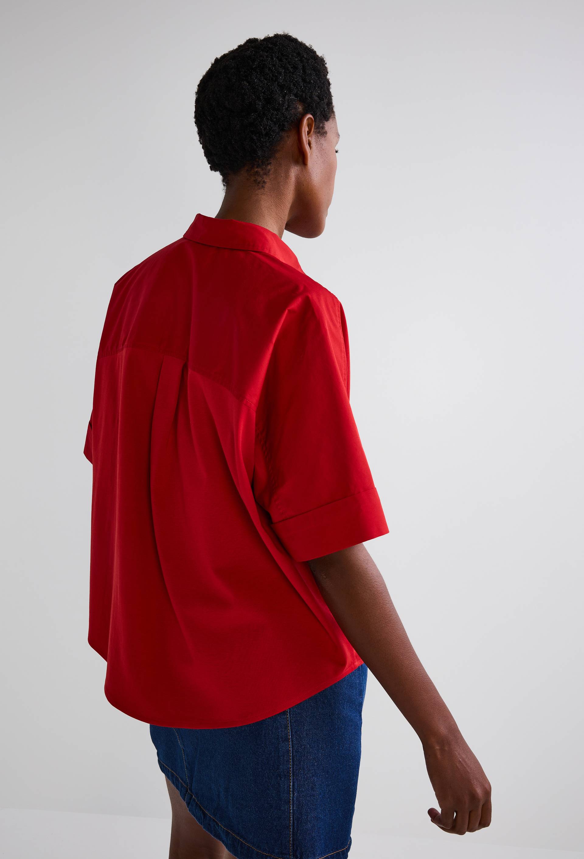 Chemise bi-mati&egrave;re en coton BIO, Rouge, large image number 1
