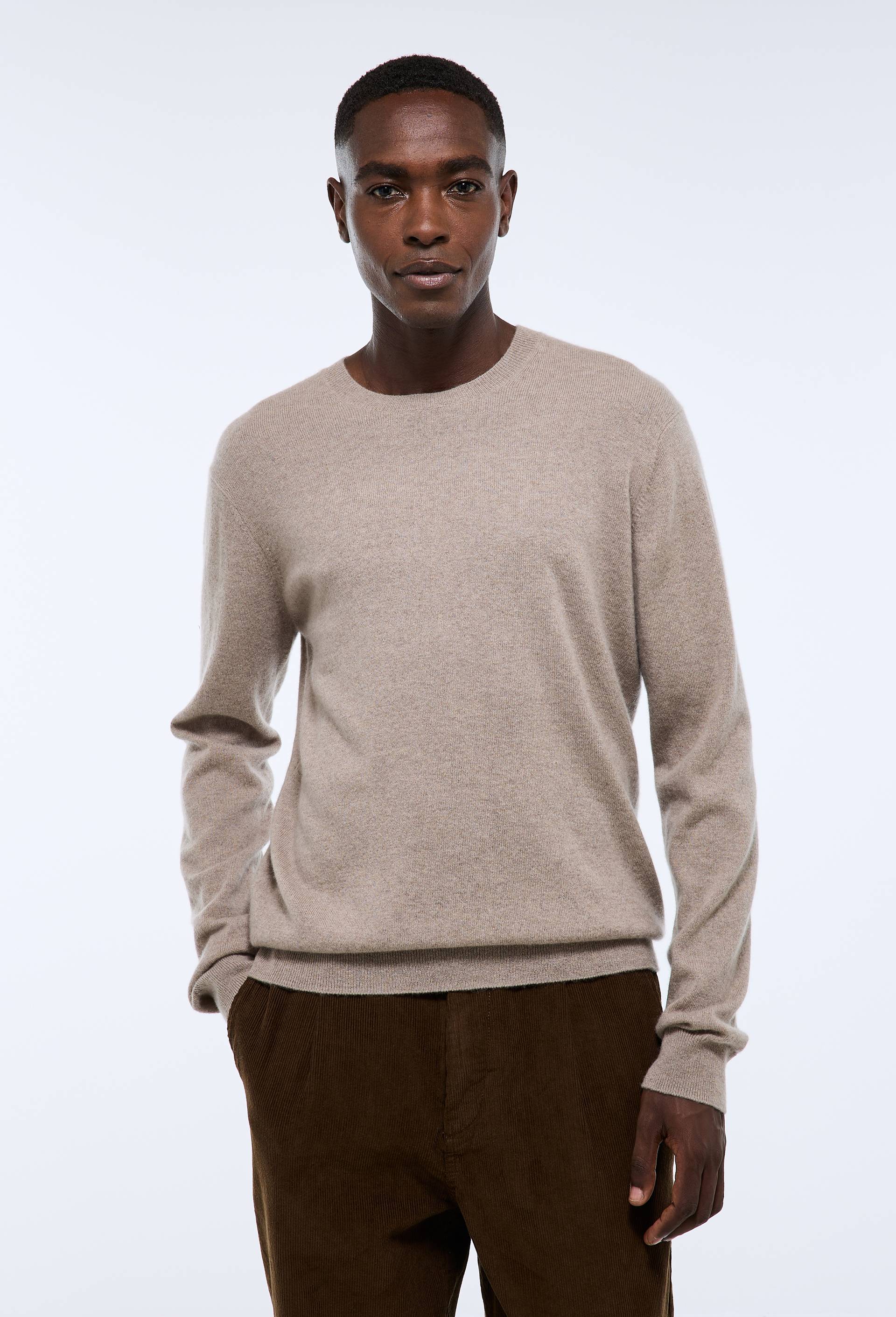 Pull col rond en 100% cachemire, Beige, large image number 1