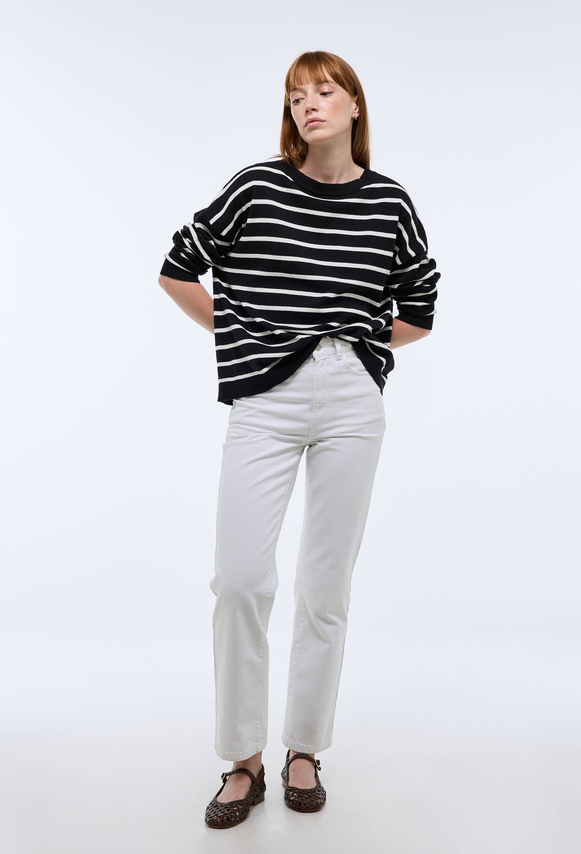 Pull marinière manches coude en coton BIO GOTS - MONOPRIX - Modalova