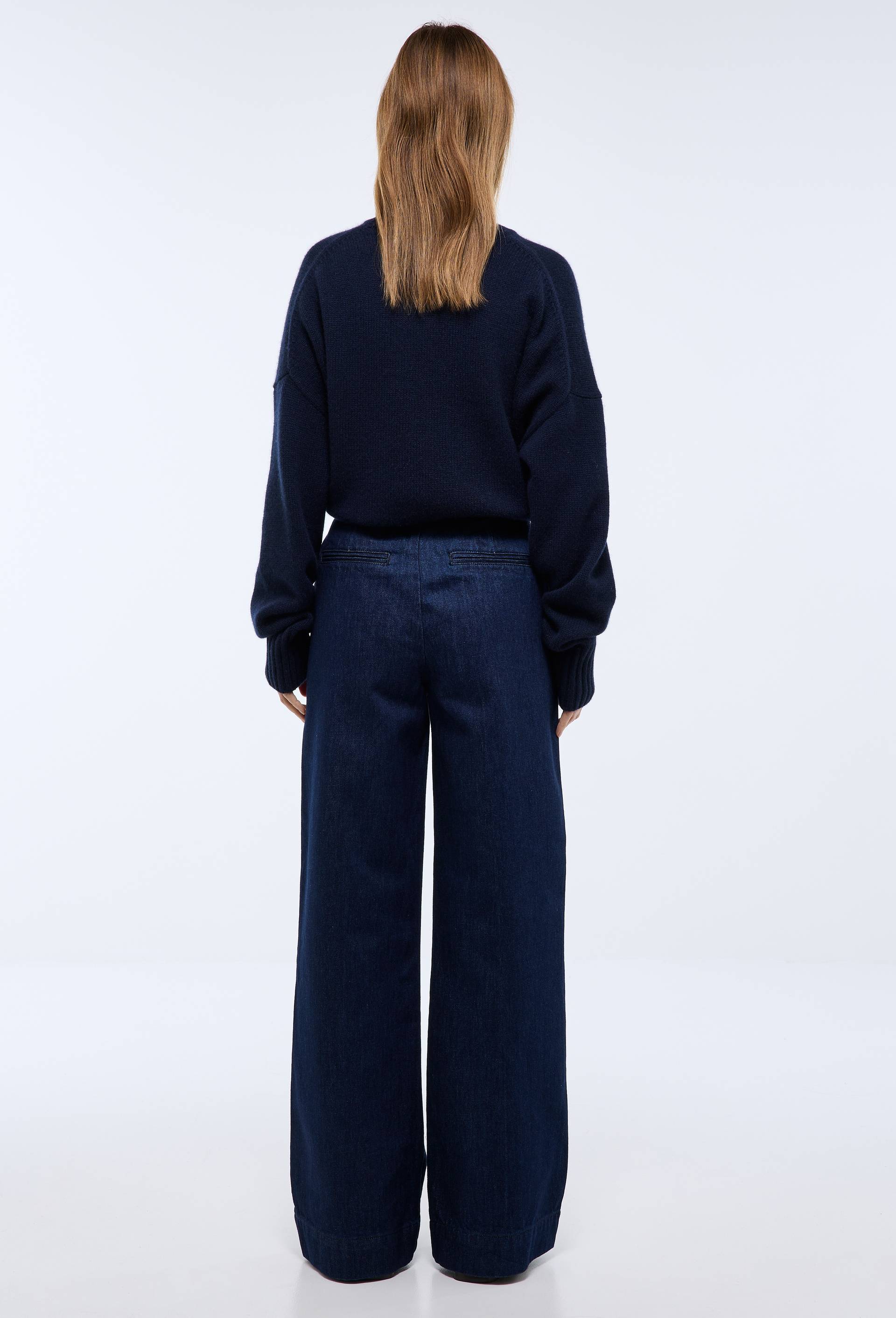 Jean large taille haute, Bleu fonc&eacute;, large image number 1