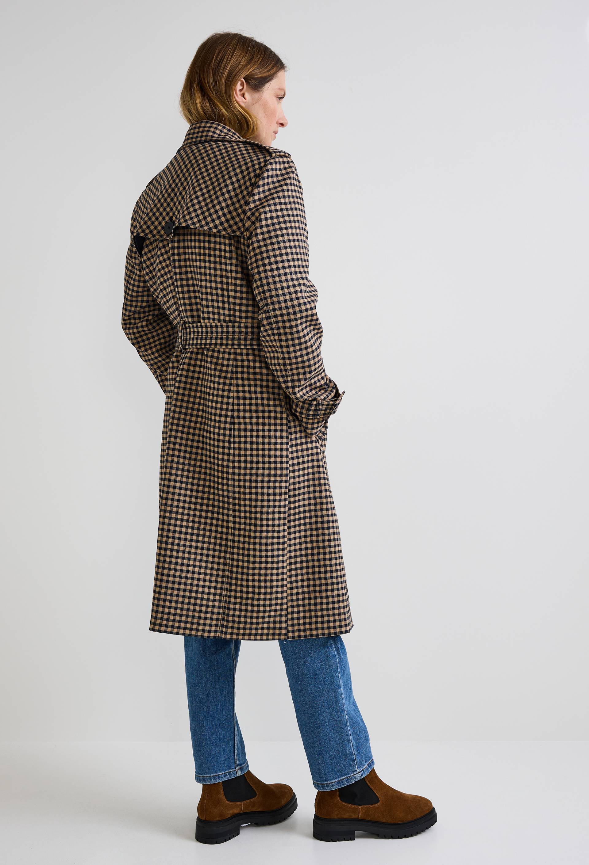 Trench à petits carreaux ceinturé BEIGE CLAIR pour femme MONOPRIX