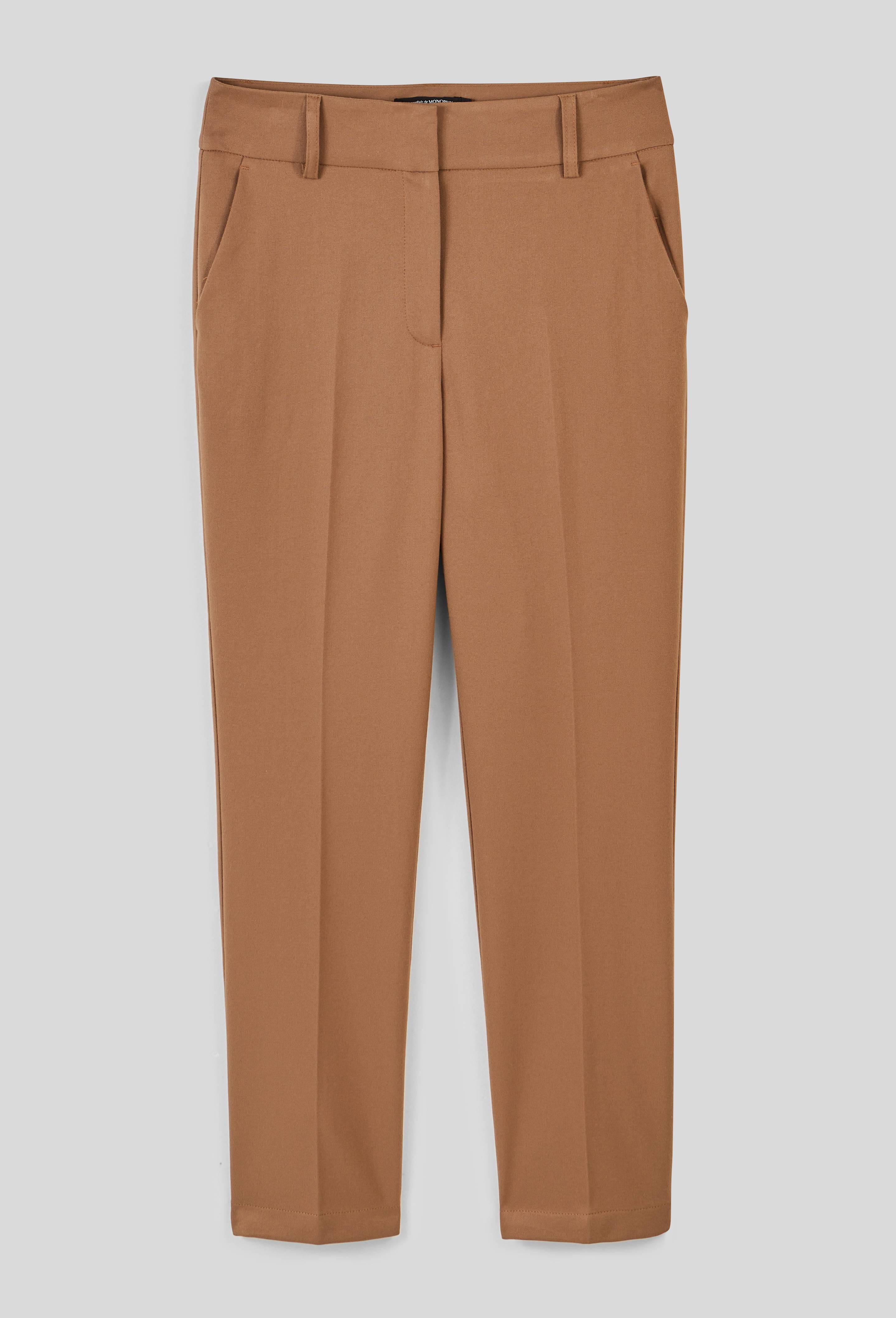 Pantalon droit uni avec pli cass&eacute;, Beige, large image number 2.0