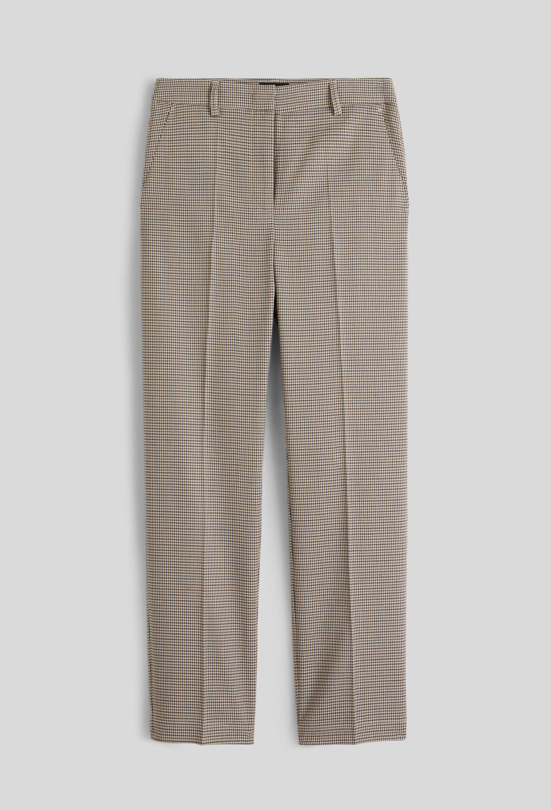 Pantalon droit plis cass&eacute; &agrave; petits carreaux, Beige clair, large image number 2