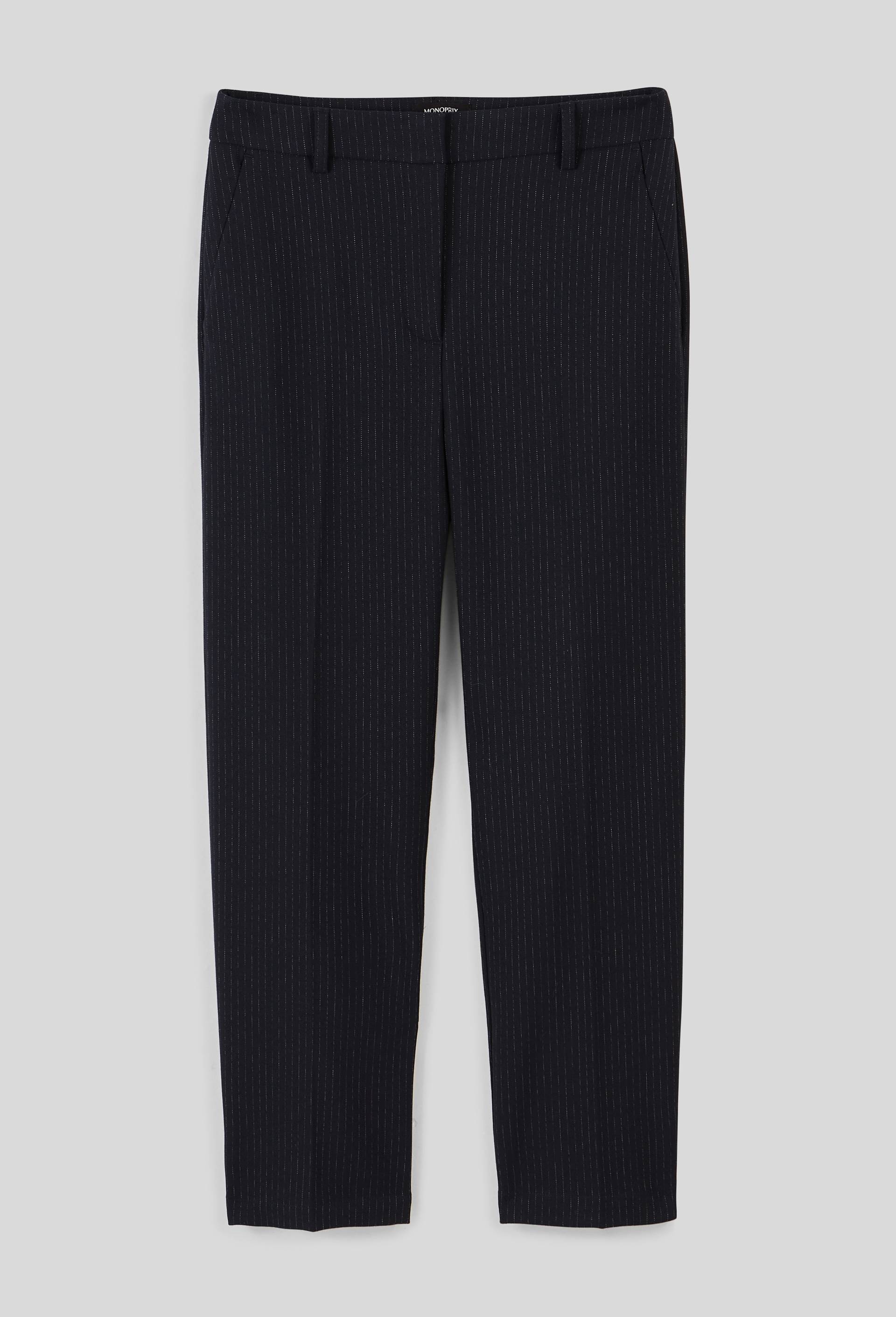 Pantalon droit &agrave; rayures avec pli cass&eacute;, Bleu fonc&eacute;, large image number 2