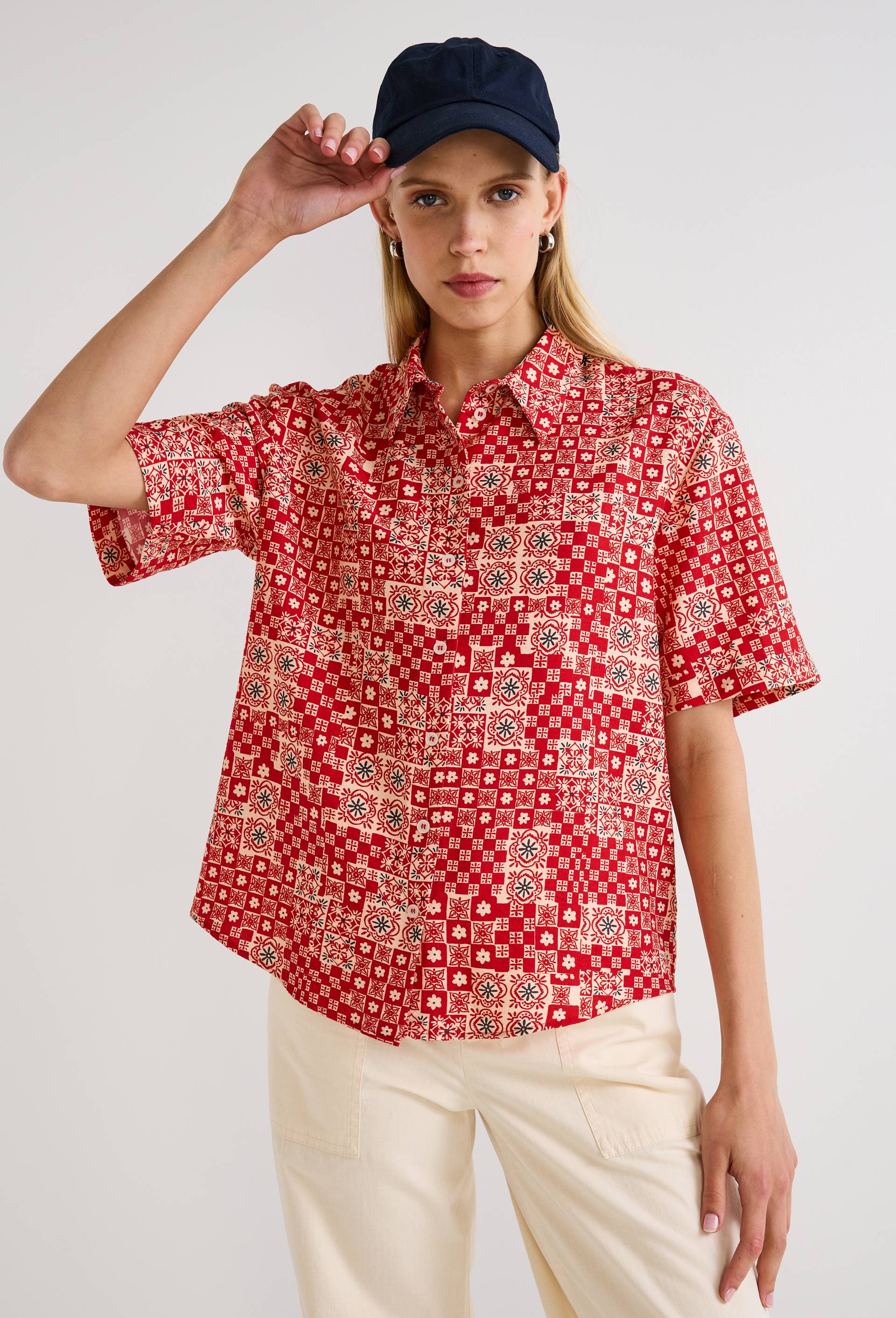 Chemise manches courtes imprim&eacute;e, Rouge, large image number 0