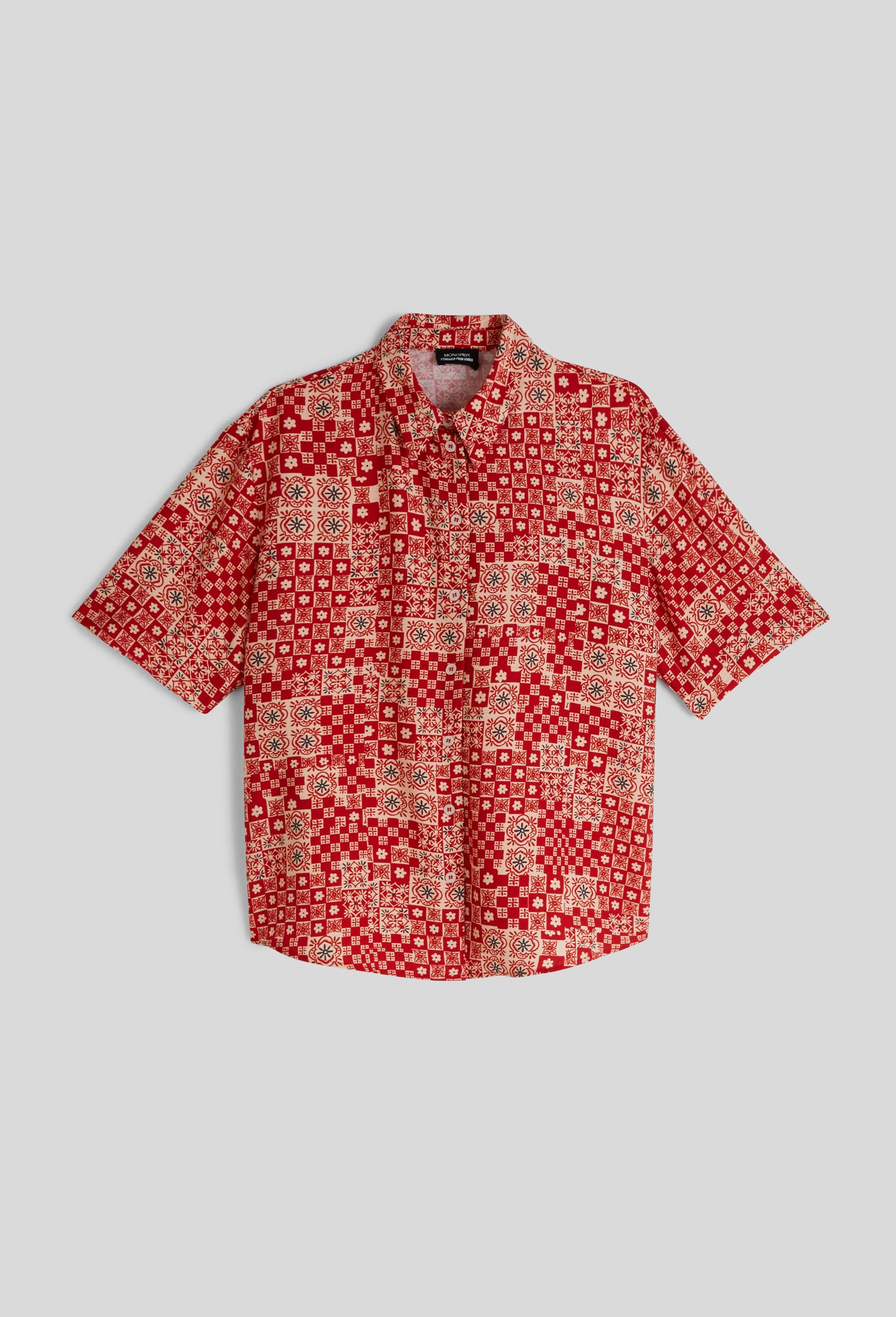 Chemise manches courtes imprim&eacute;e, Rouge, large image number 2