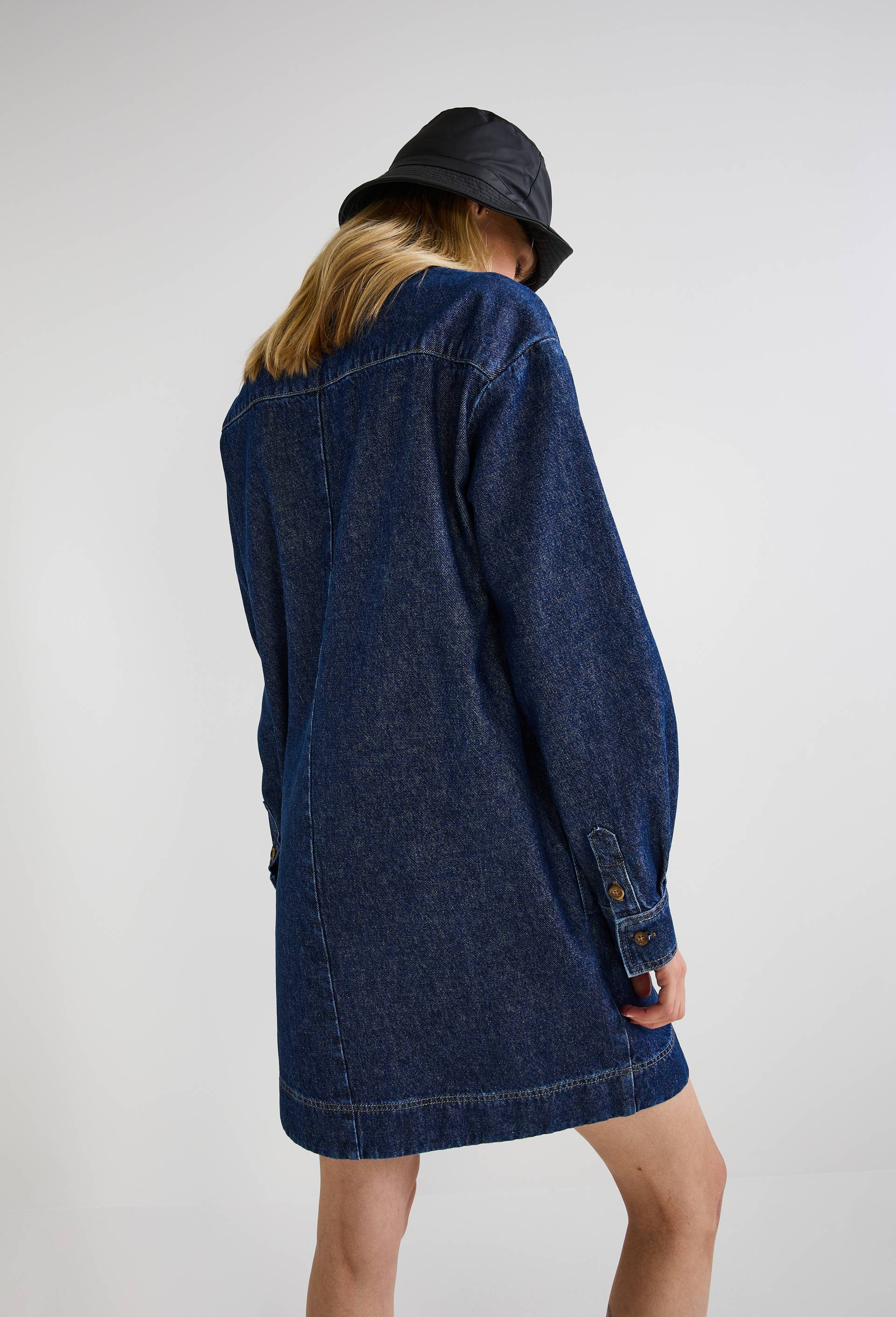 Robe courte denim en coton, Bleu fonc&eacute;, large image number 1