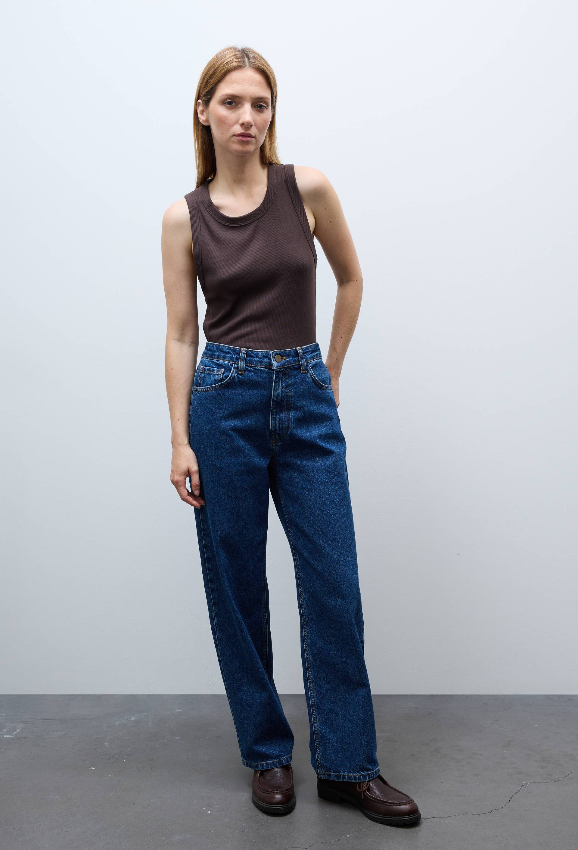 Jean large en coton, Bleu fonc&eacute;, large image number 0.0