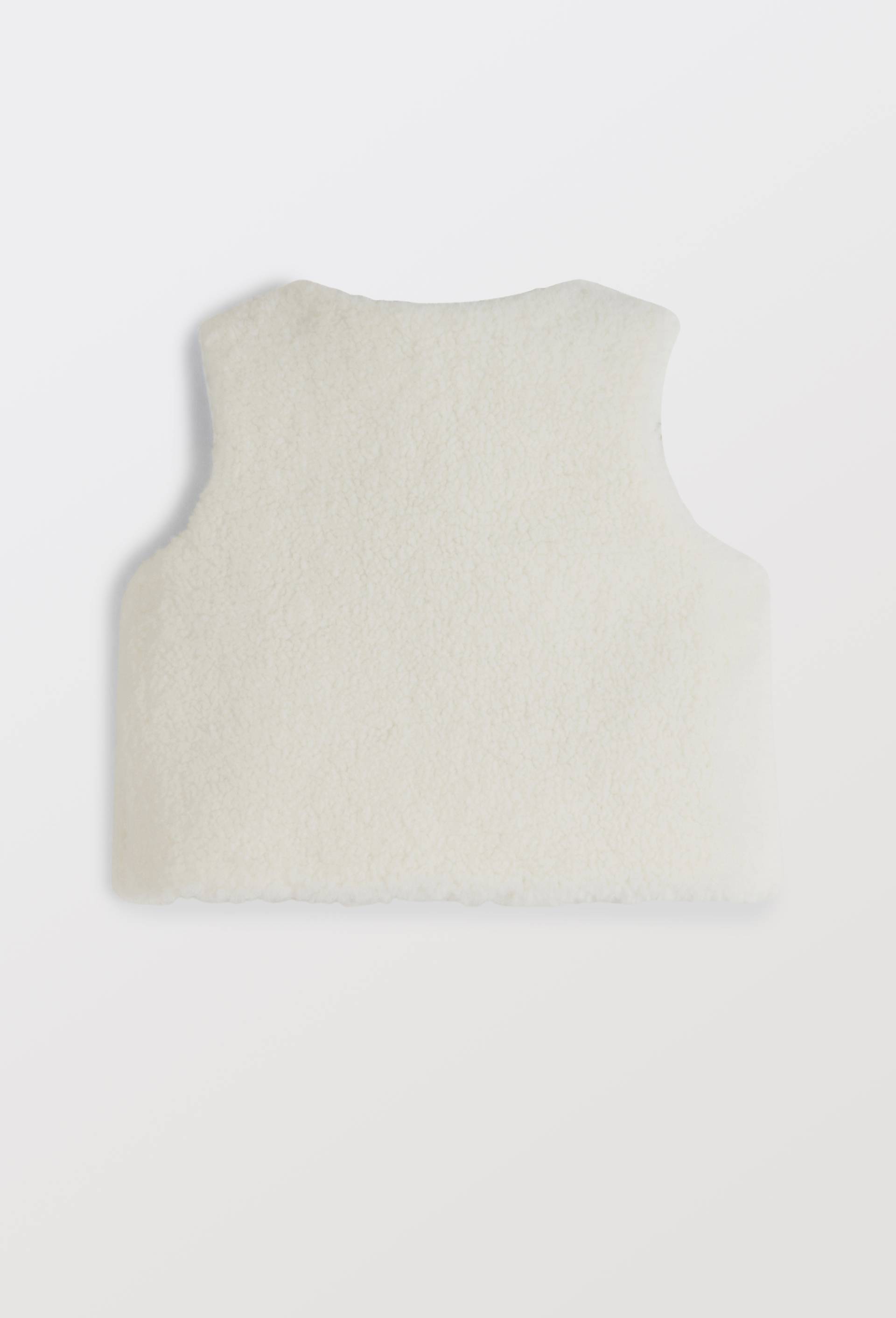 Gilet sans manches uni effet sherpa, Ecru, large image number 1.0
