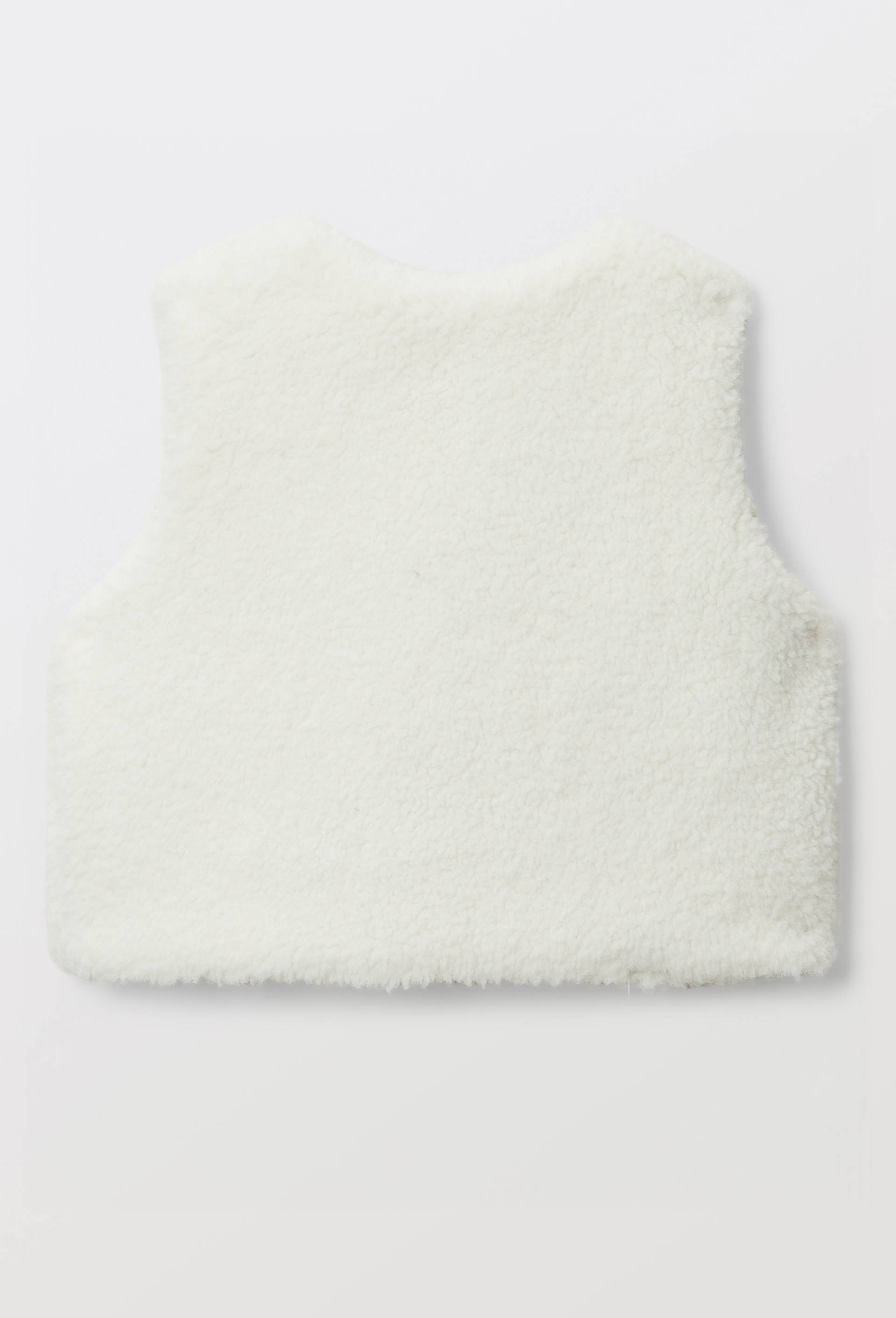 Gilet sans manches uni effet sherpa, Ecru, large image number 1.0