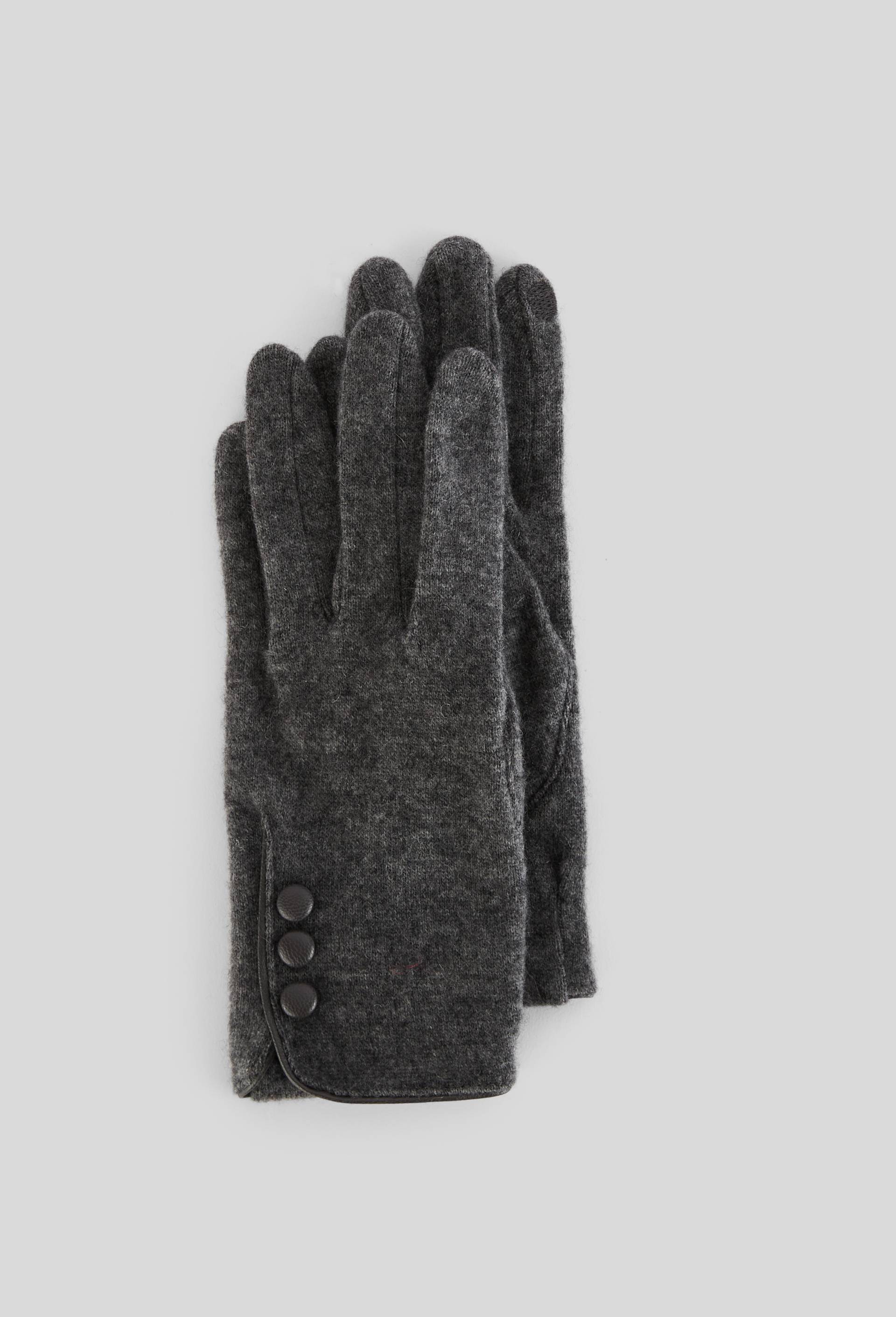 Gants tactiles &agrave; boutons contenant de la laine, Gris, large image number 0