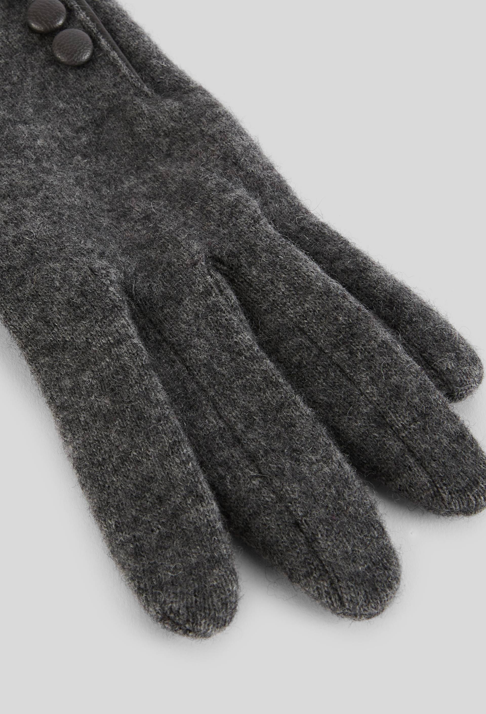 Gants tactiles &agrave; boutons contenant de la laine, Gris, large image number 1