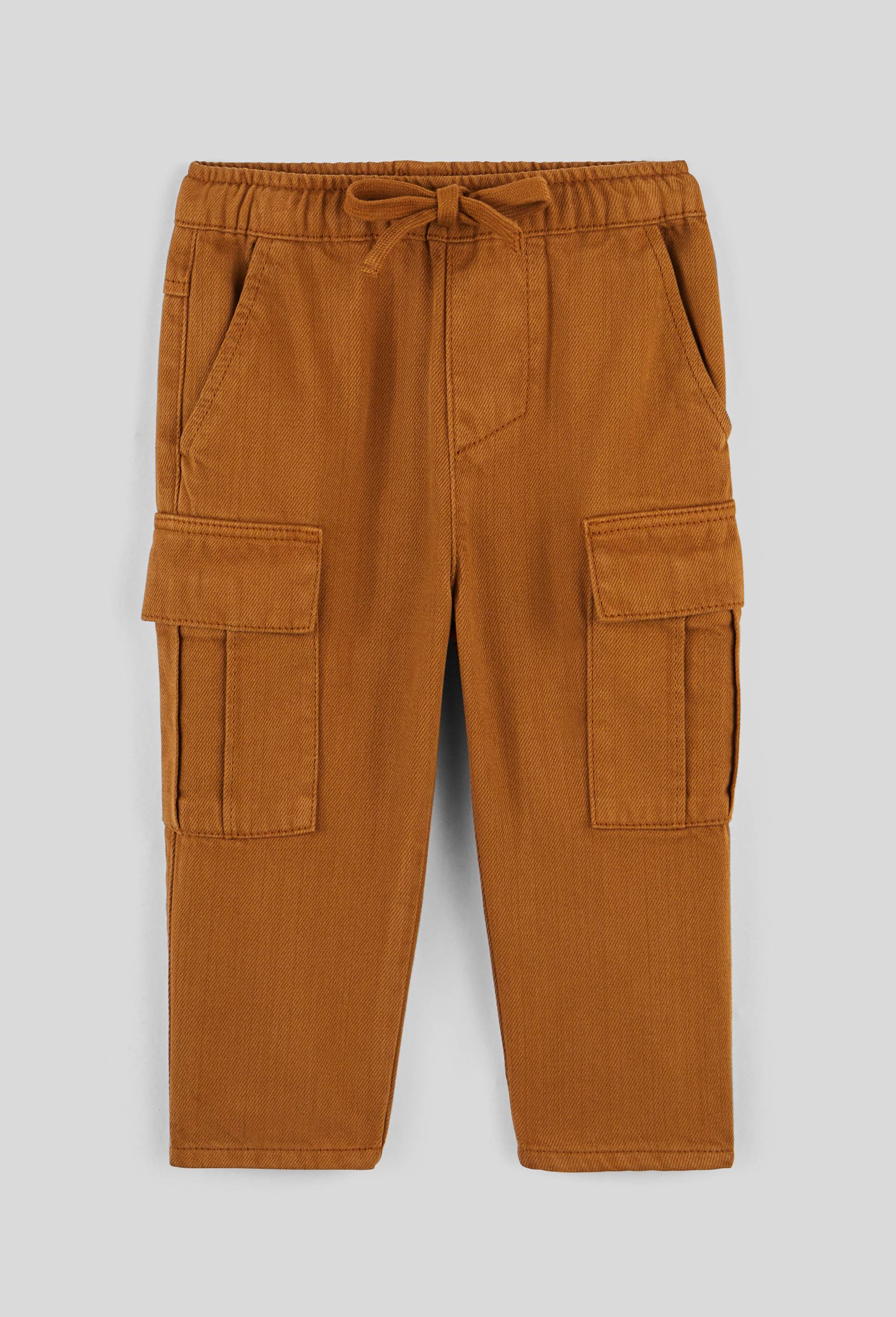 Pantalon en twill uni en coton BIO., Brun clair, large image number 0